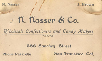 Business Card, Mr. Nicola Nasrallah, sometimes known as Nicola Nasser, ca. 1912