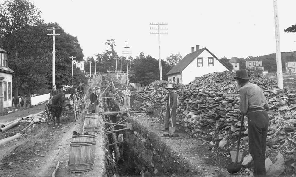 Sewer and Water Trenches, Burton's Hill, Portland Street, Dartmouth, Looking East, ca. 1900