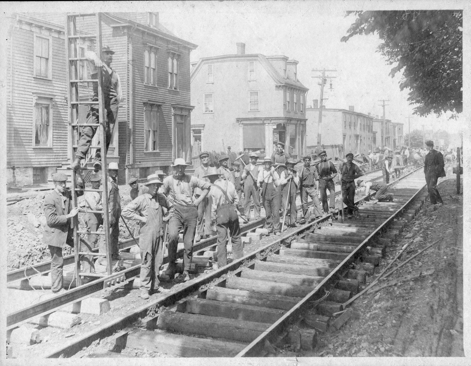 Laying Double Track for Halifax Electric Tramway, possibly Quinpool Road, Halifax, between 1906 and 1912