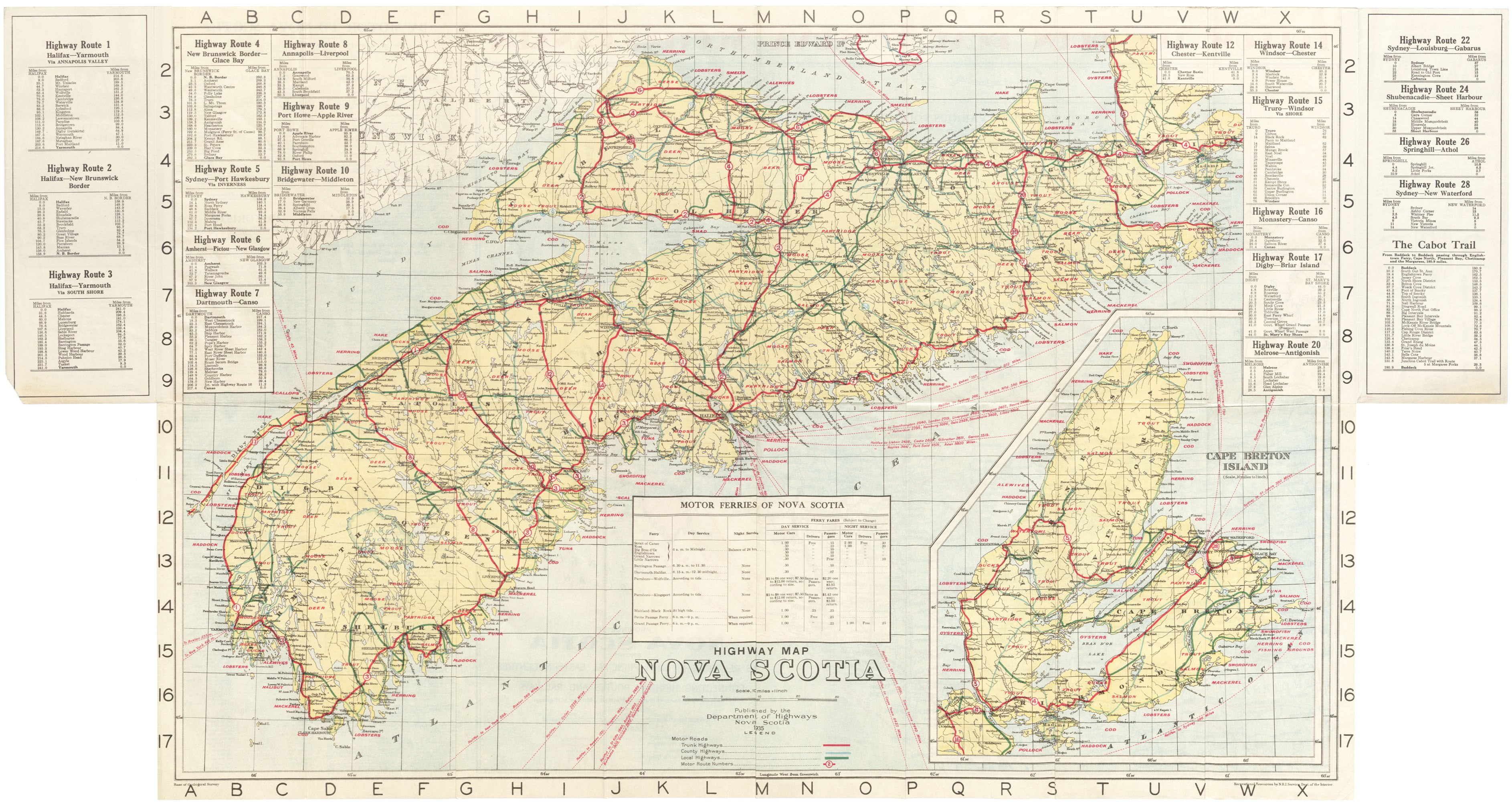 Official Highway Map, published by the Department of Highways, Nova Scotia