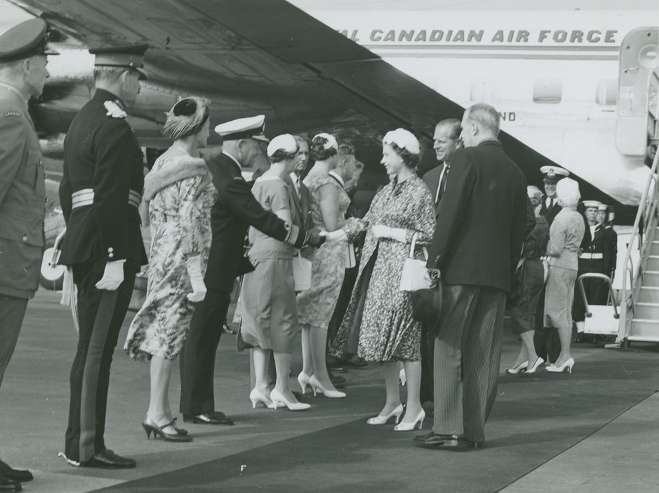 Arrival of Queen Elizabeth and Prince Philip at Shearwater
