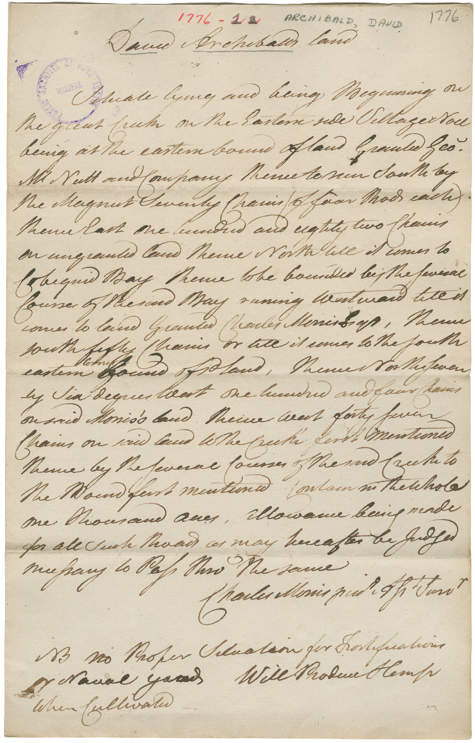 Nova Scotia Archives Nova Scotia Land Papers 17651800