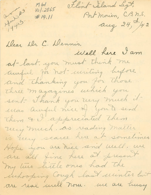 Letter from Mrs. Edna Martell to Clara Dennis