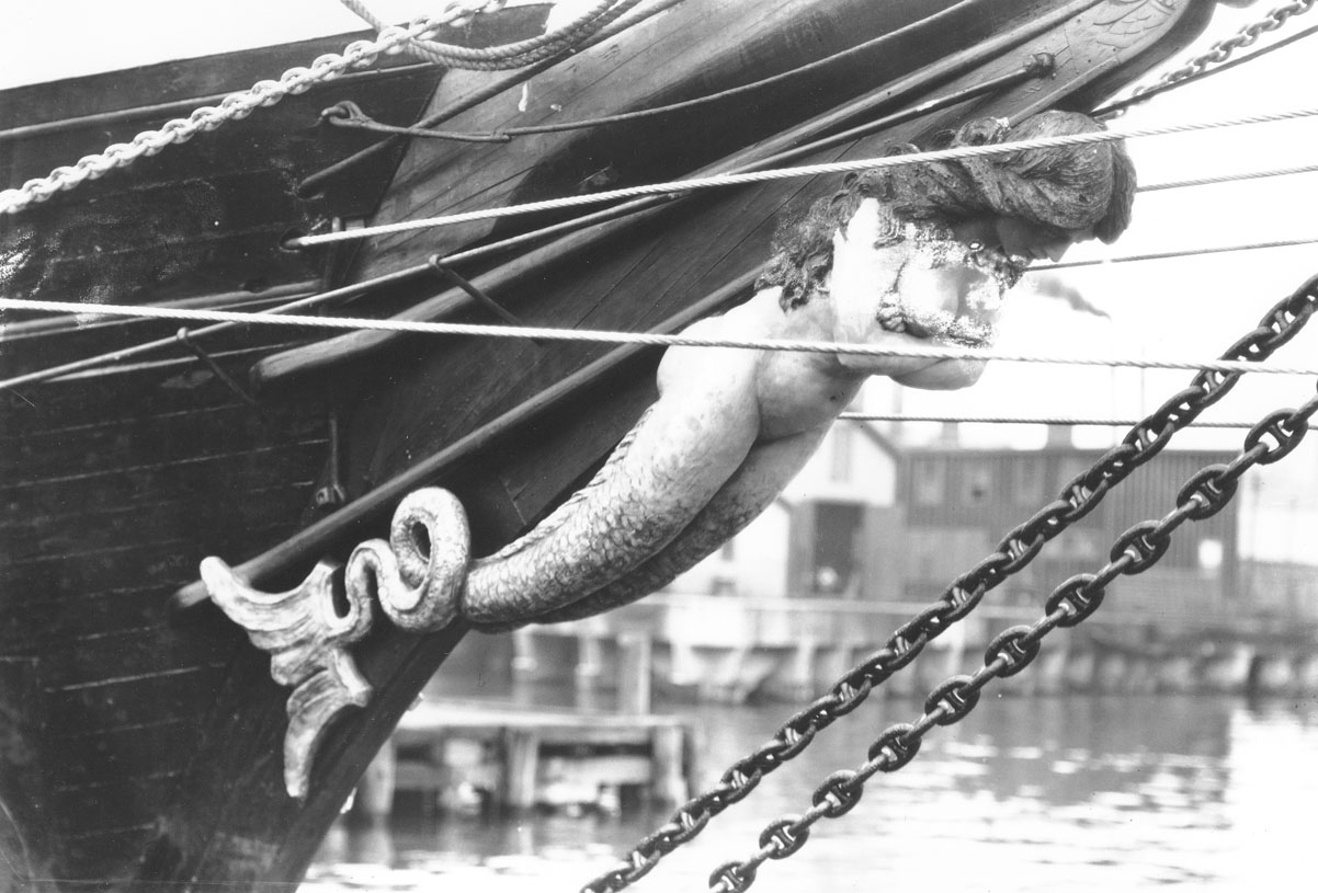 Mermaid figurehead on sailing ship, Halifax, NS