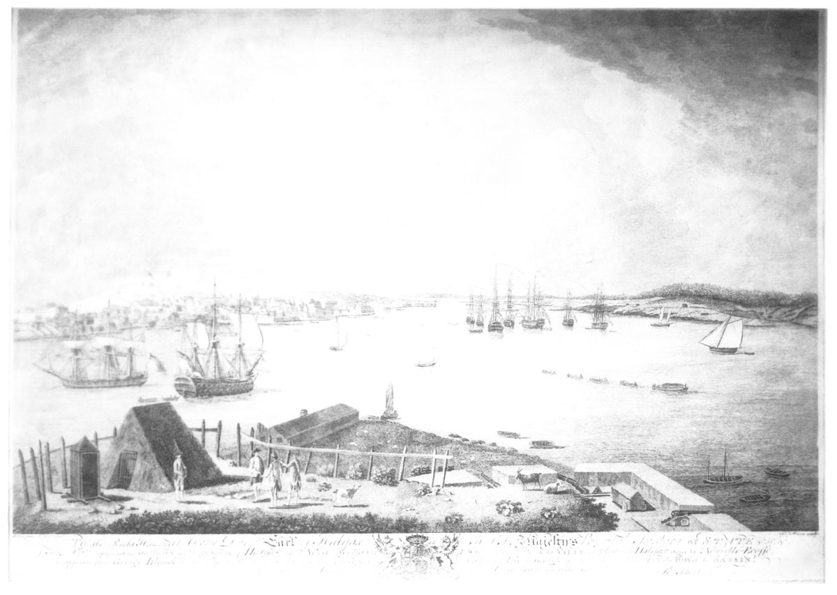 The town and Harbour of Halifax looking up to the King's Yard and Basin, 1759