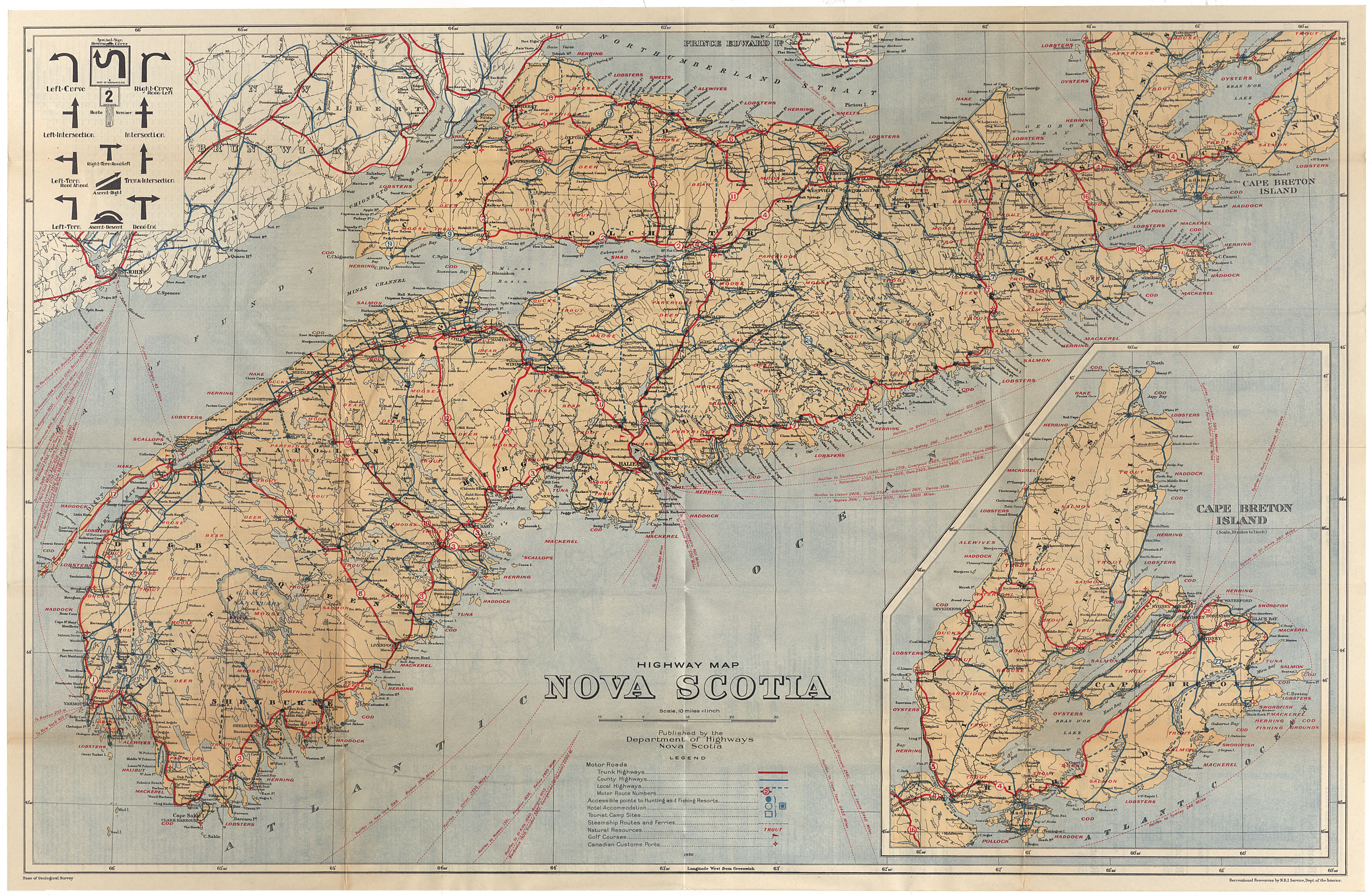 Official government 1930 highway Map Province of Nova Scotia