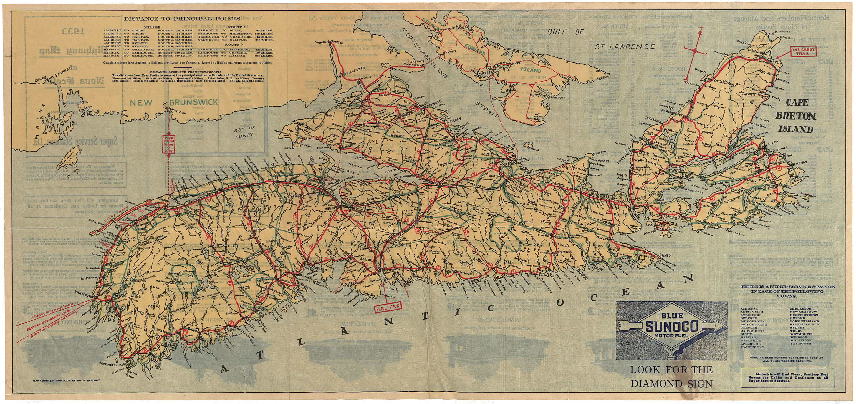 1933 Highway Map of nova Scotia