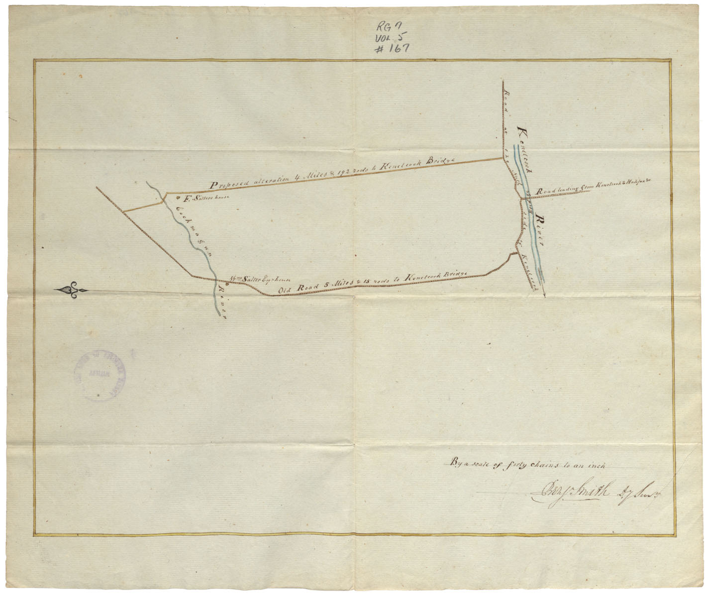Proposed new road between the Cockmagun River and the Kennetcook R. in Hants County