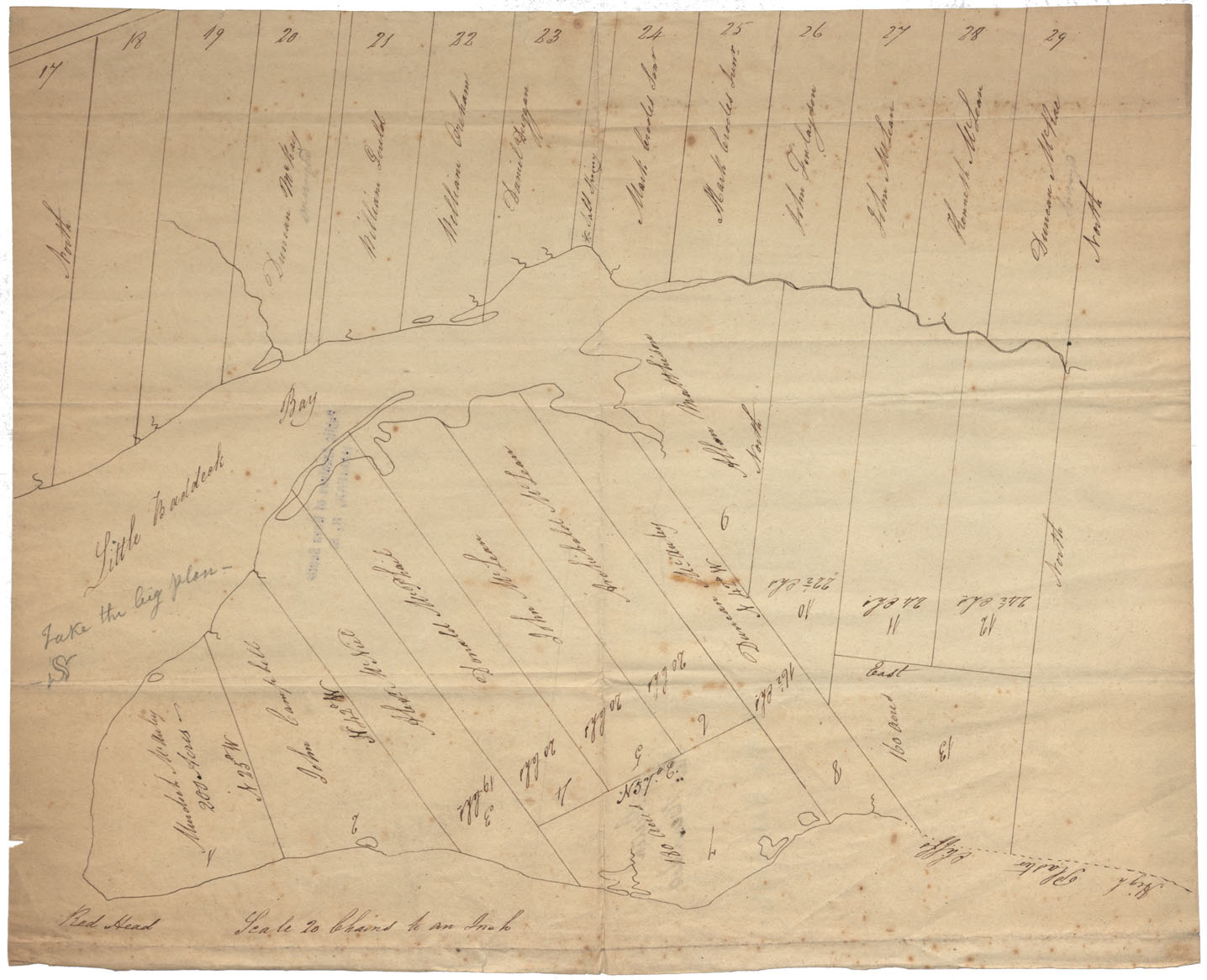 Cape Breton Little Baddeck Bay Sketch Red head Lots w.m. 1819