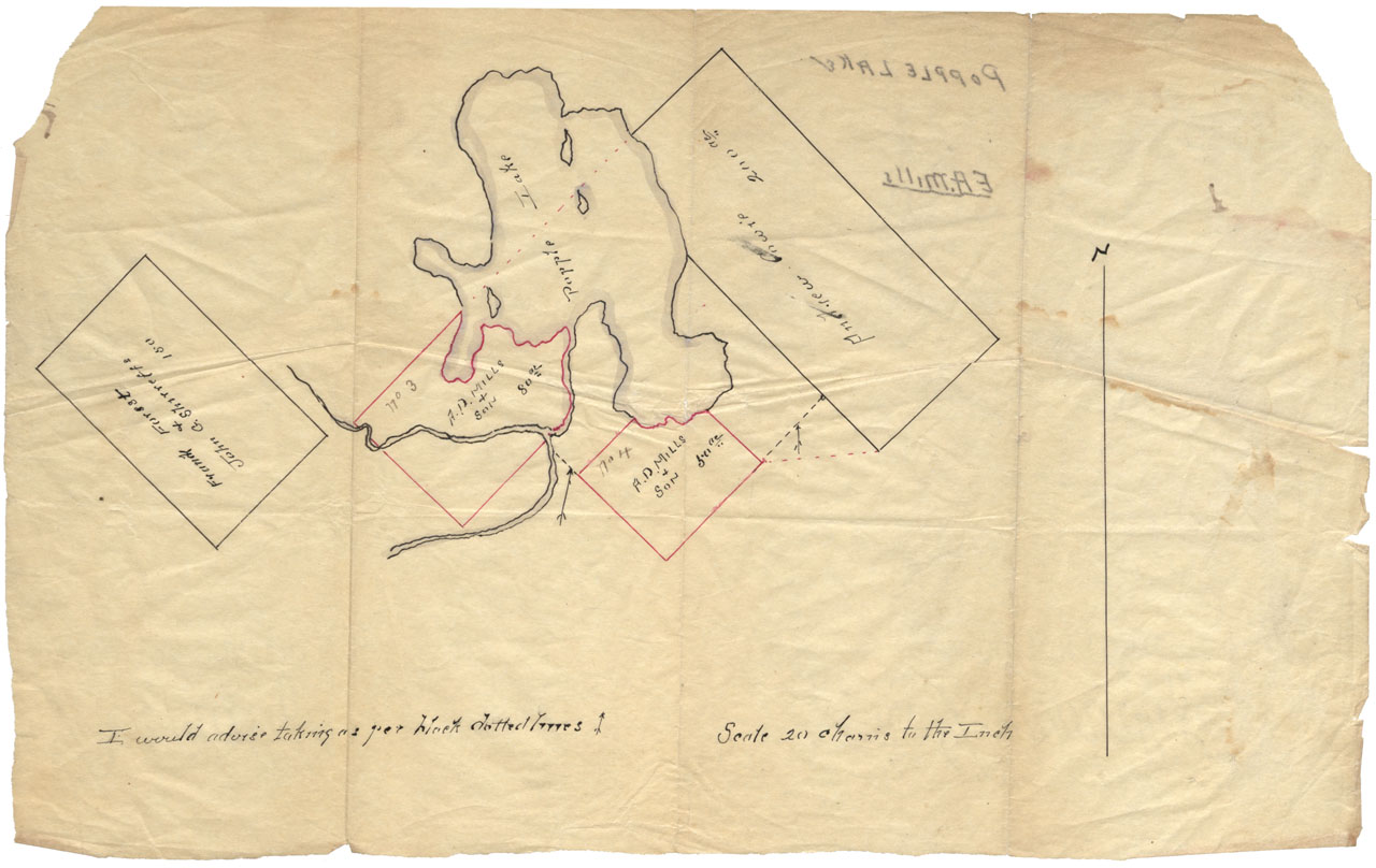 Tracing showing Land surveyed under A.D.Mills & Son application c.1909