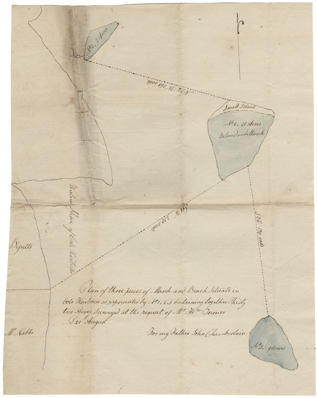 Plan of Three pieces of Marsh & Beach situate in Cole Harbour