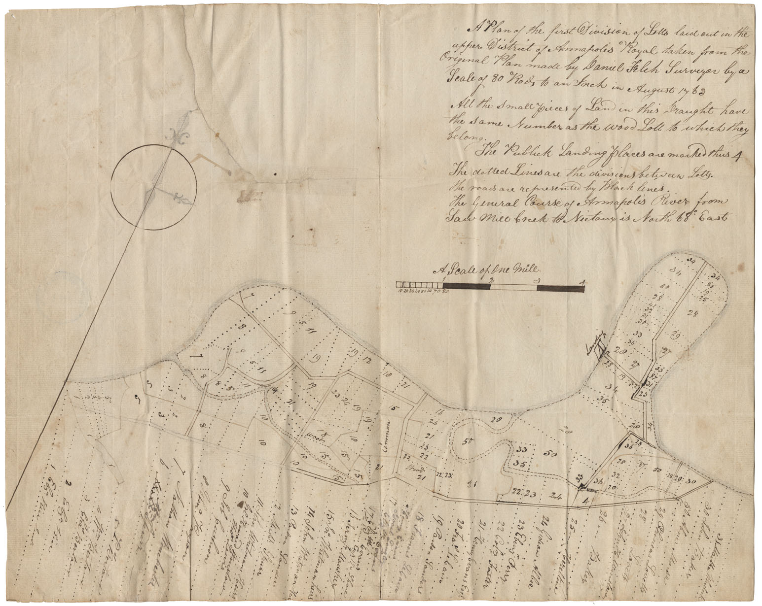 Plan of lots laid out by Daniel felch 1763 showing wood lots