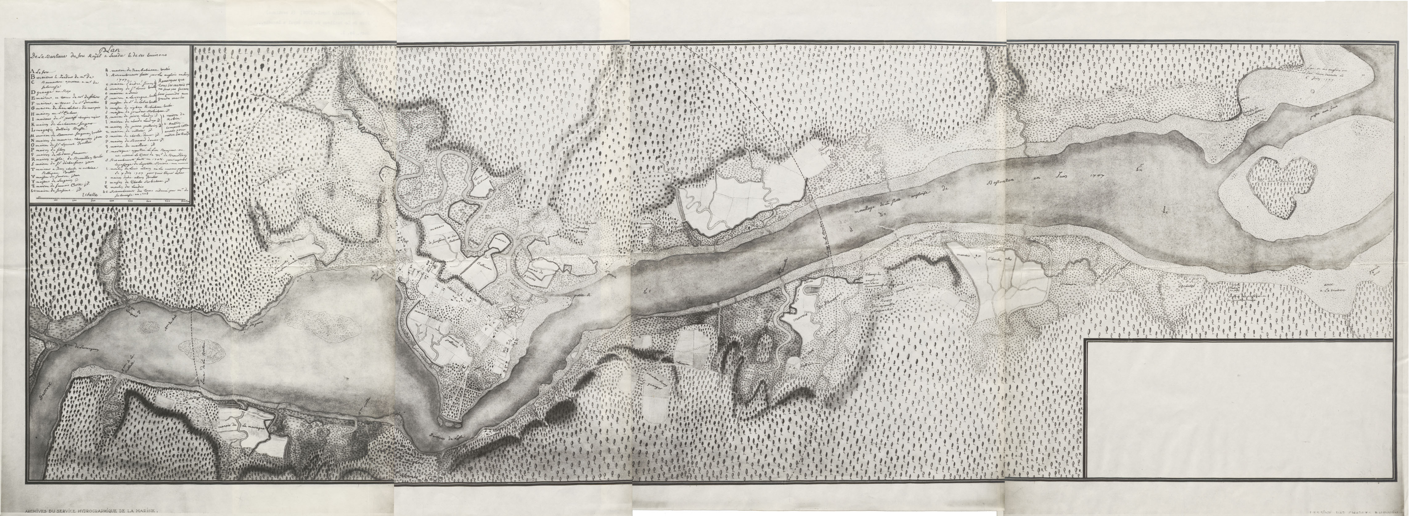 Annapolis-Maps Plan de le Banlieue du fort Royal a Lacadie 1708 (4 sections)