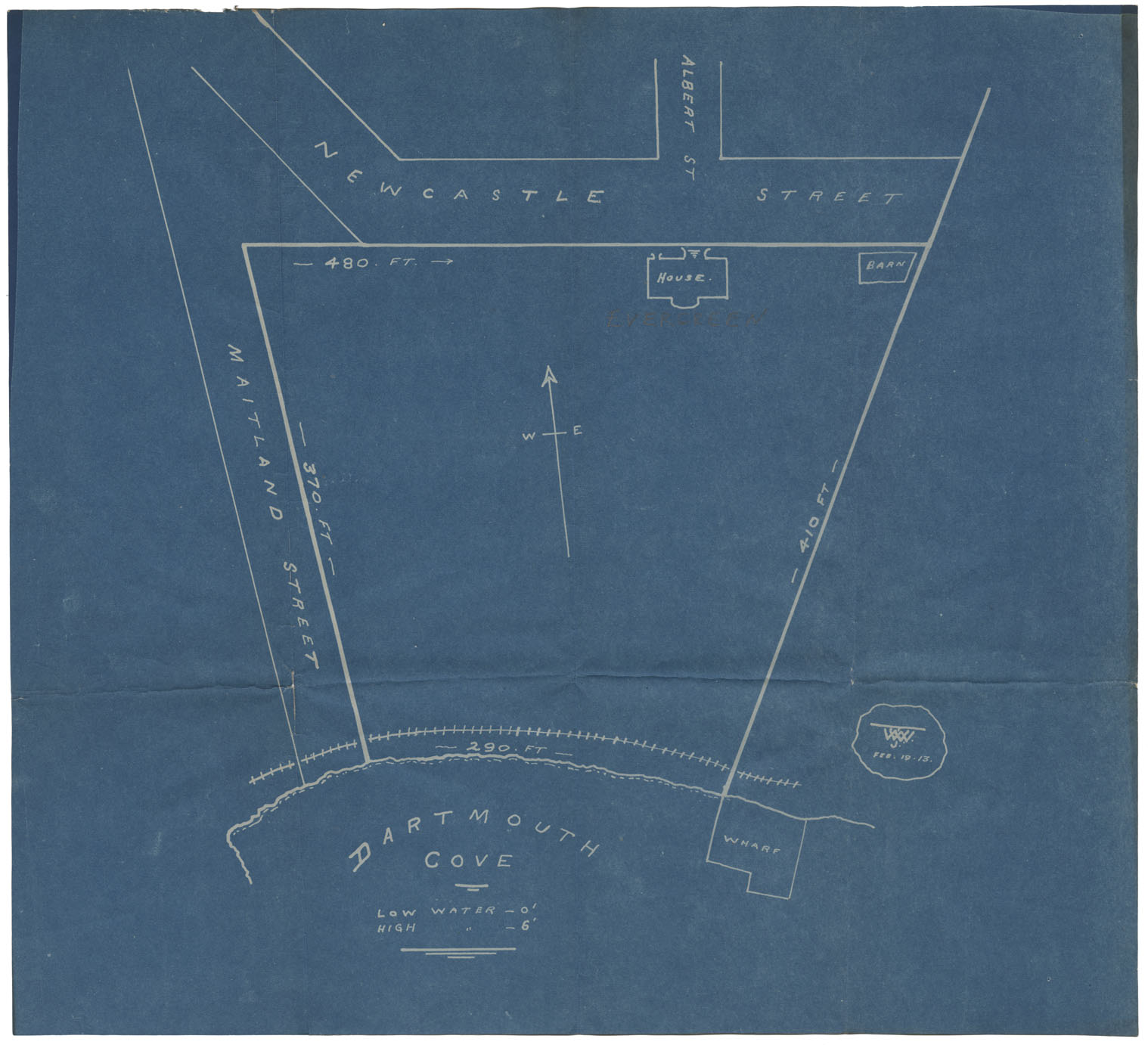 Plan of Property on Newcastle Street extending to Dartmouth Cove known as 