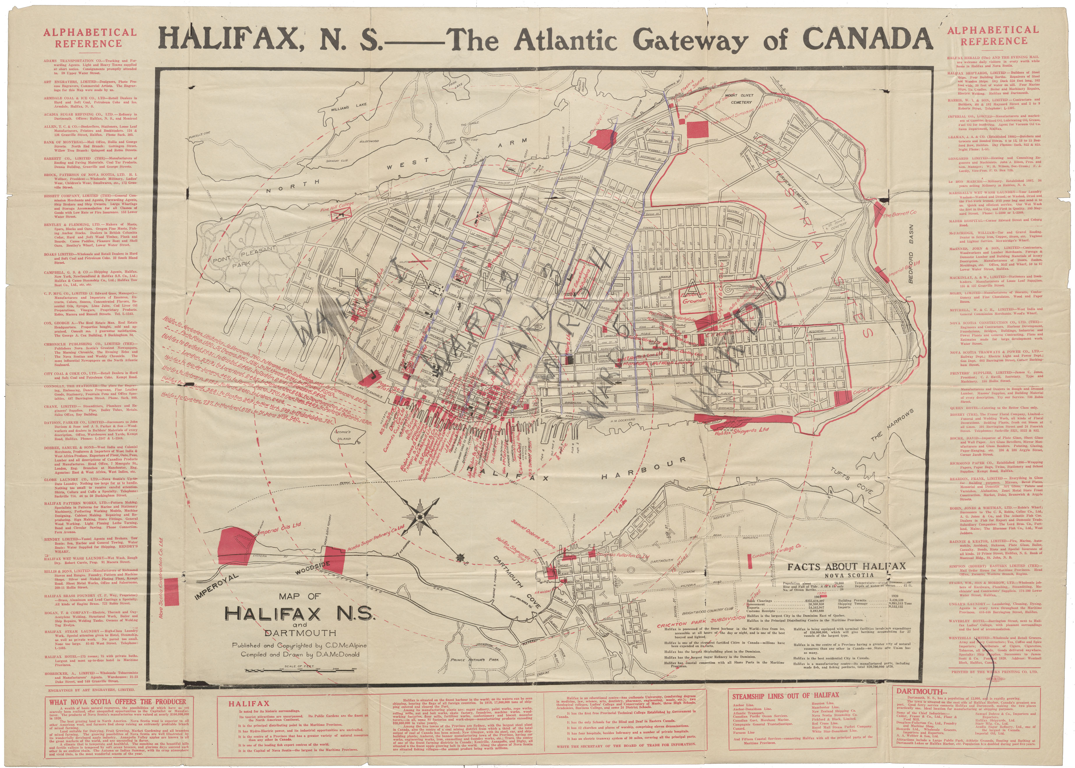 Map of Halifax and Dartmouth Gateway of Canada