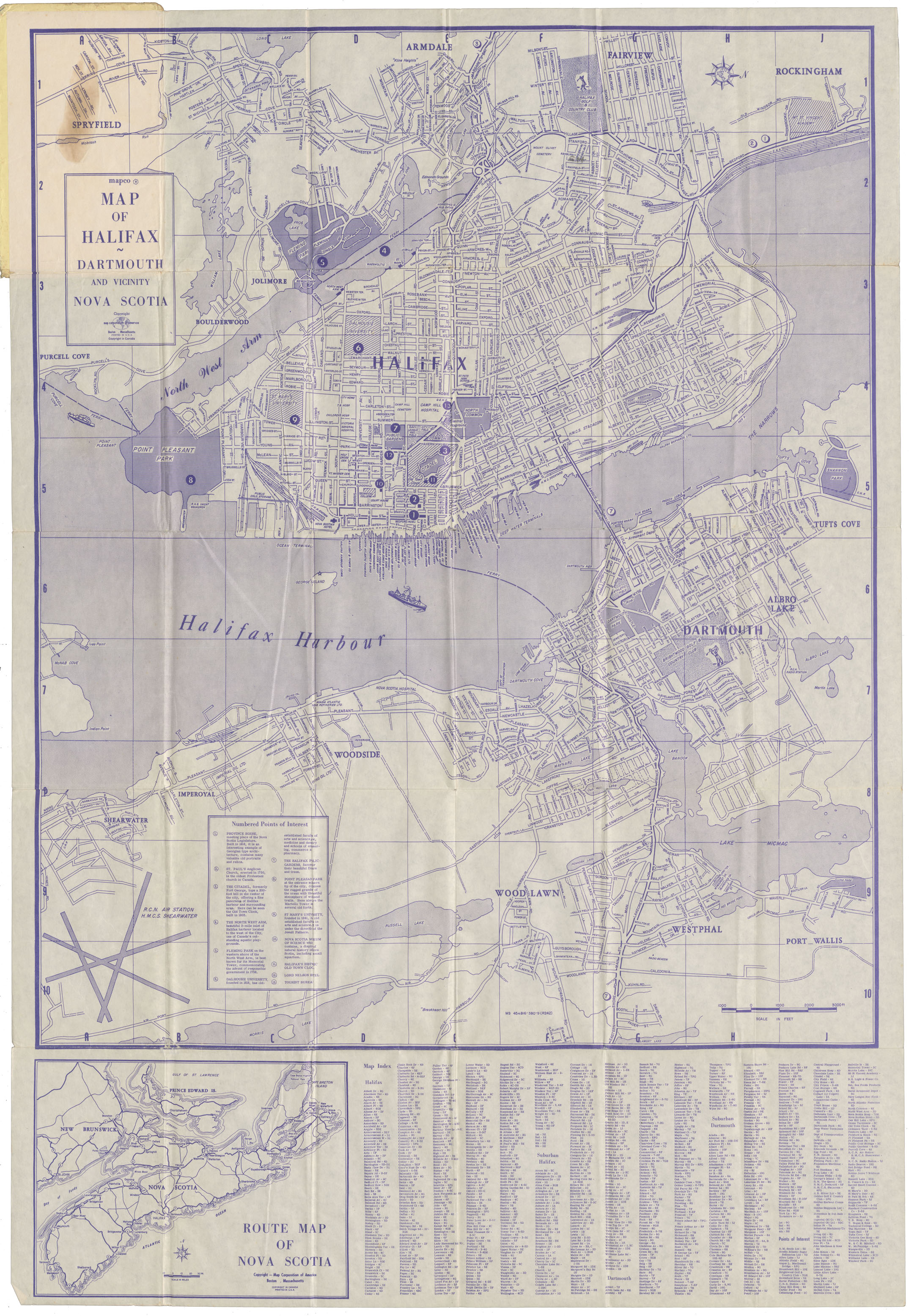 Map and Directory of Information Halifax and Dartmouth and Vicinity, Nova Scotia