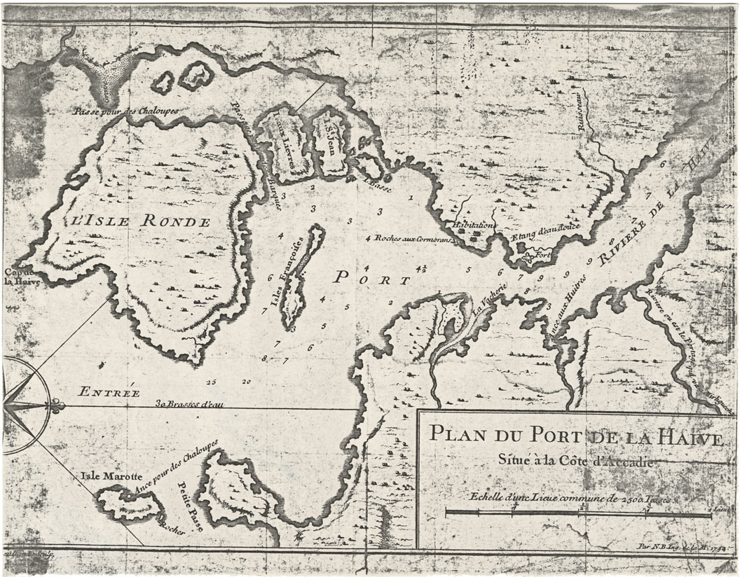 Plan du Port de la Haive situe de la Cote d'Accadie