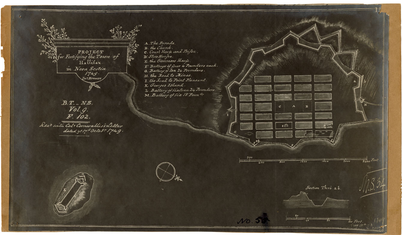 Halifax 1749 Project for Fortifying Town by Jno (John Brewse)