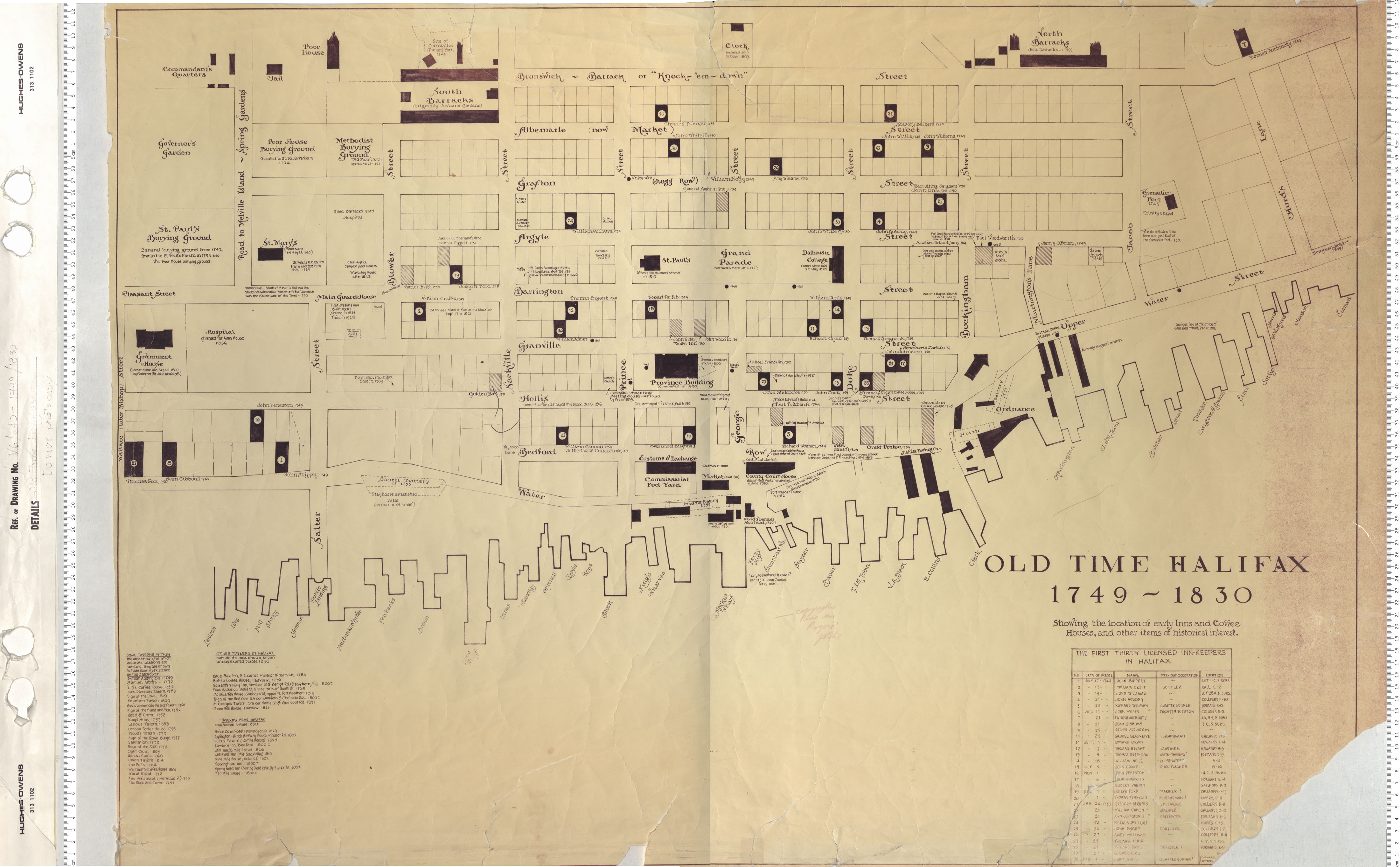 maps : Old Time Halifax; Showing the locations of early Inns, Coffee Houses, and other items of historical interest