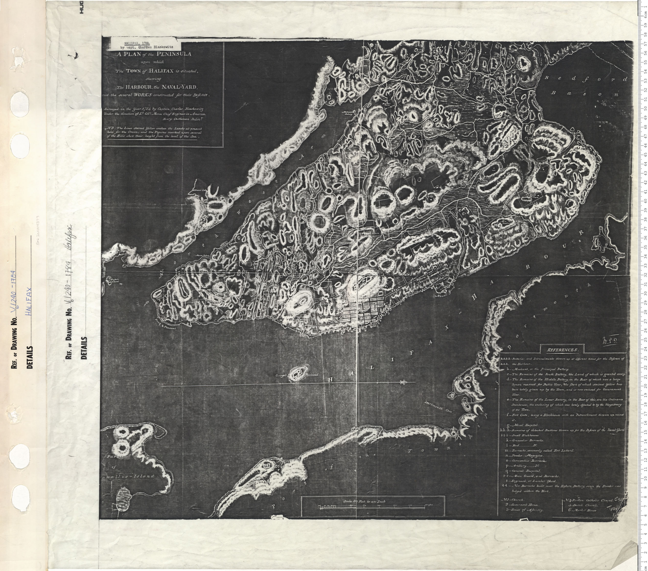 maps : Plan of the Peninsula upon which the Town of Halifax is situated, showing the Harbour and Naval-Yard and several Works constructed for their