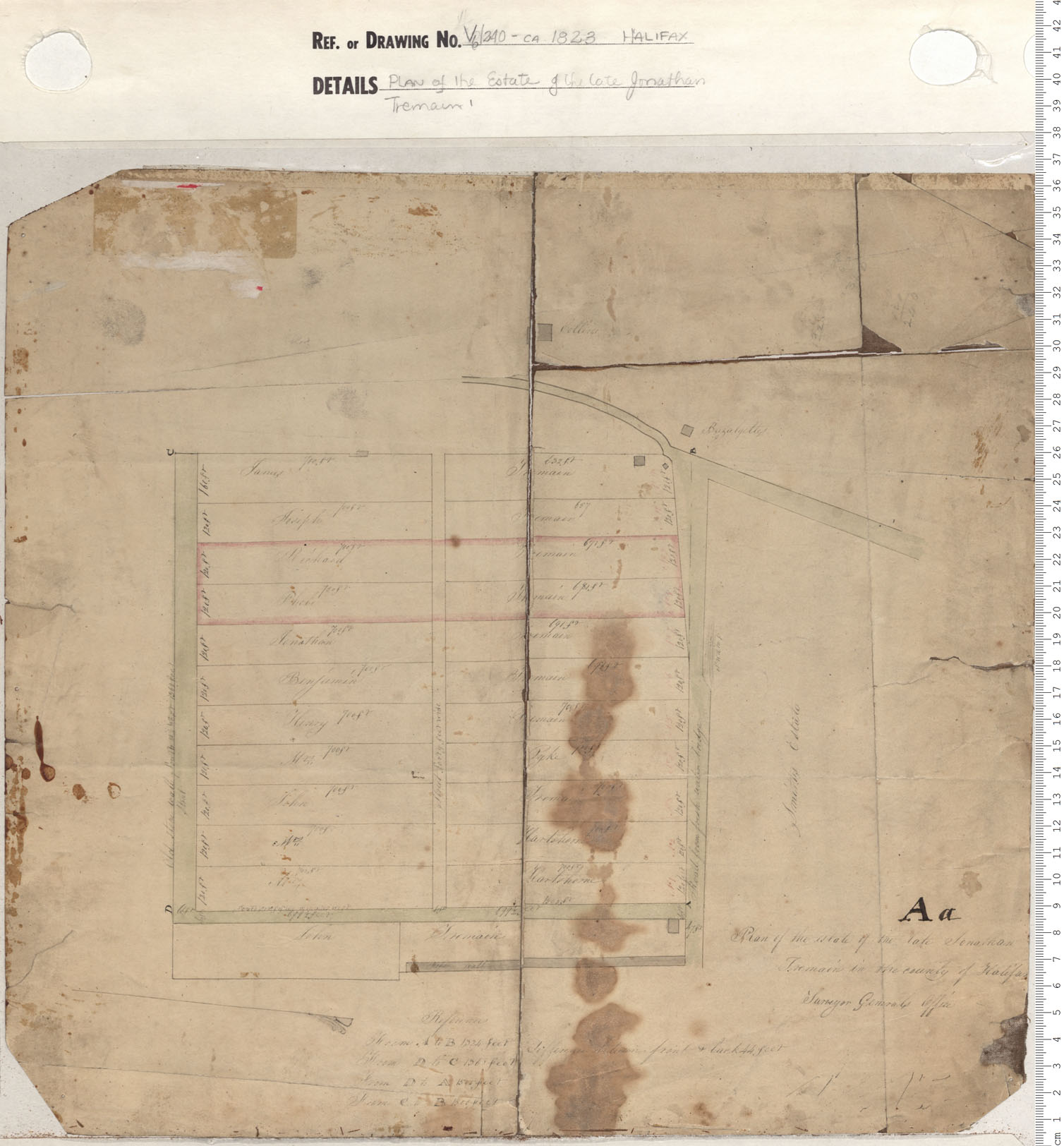 maps : Plan of the Estate of the Late Jonathan Tremain
