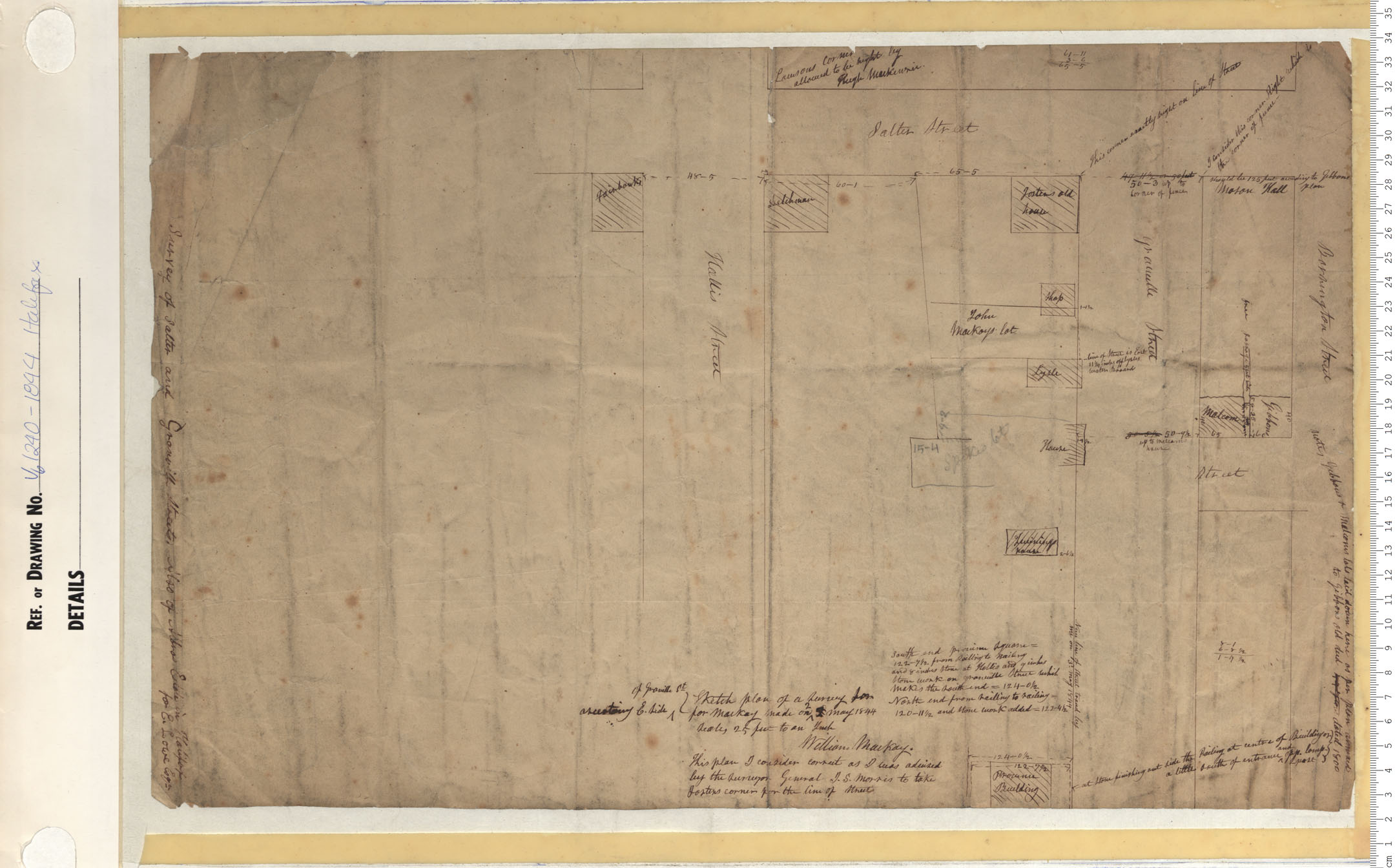 maps : Sketch plan of a survey for MacKay made on 2 May 1844