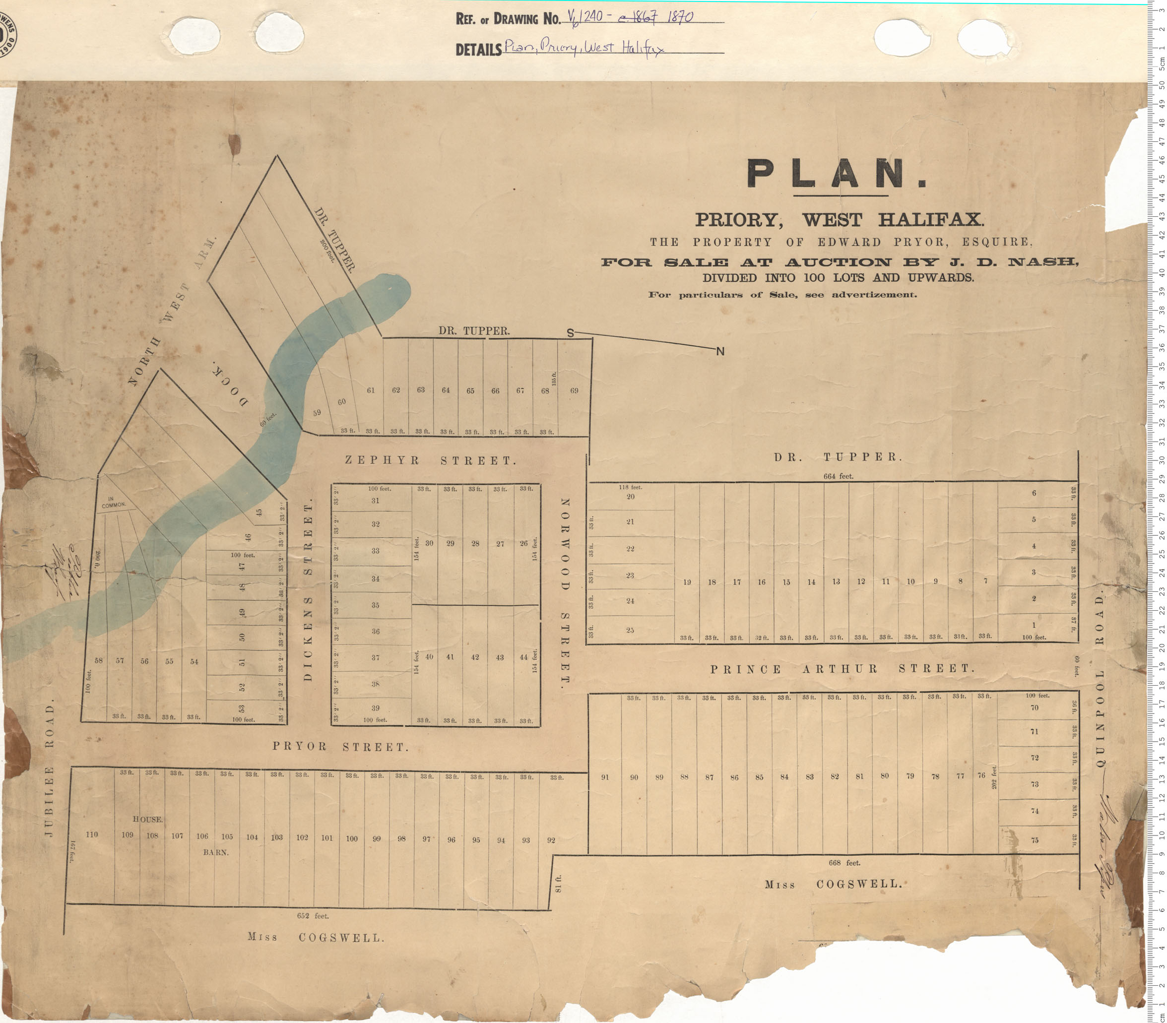 maps : Plan, Priory, West Halifax the Property of Edward Pryor, Esquire For sale at auction By J. D. Nash…