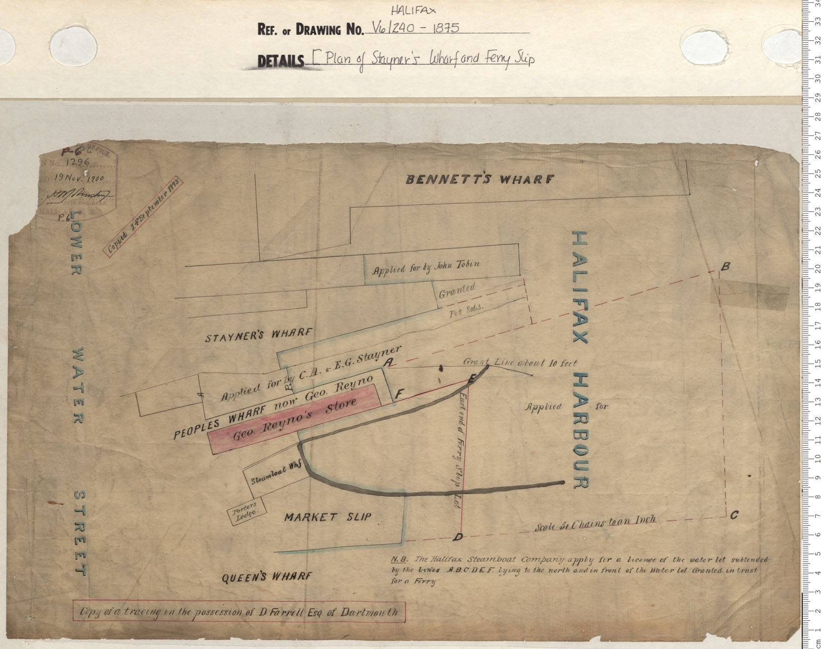 maps : Plan of Stayners Wharf and Ferry Ship