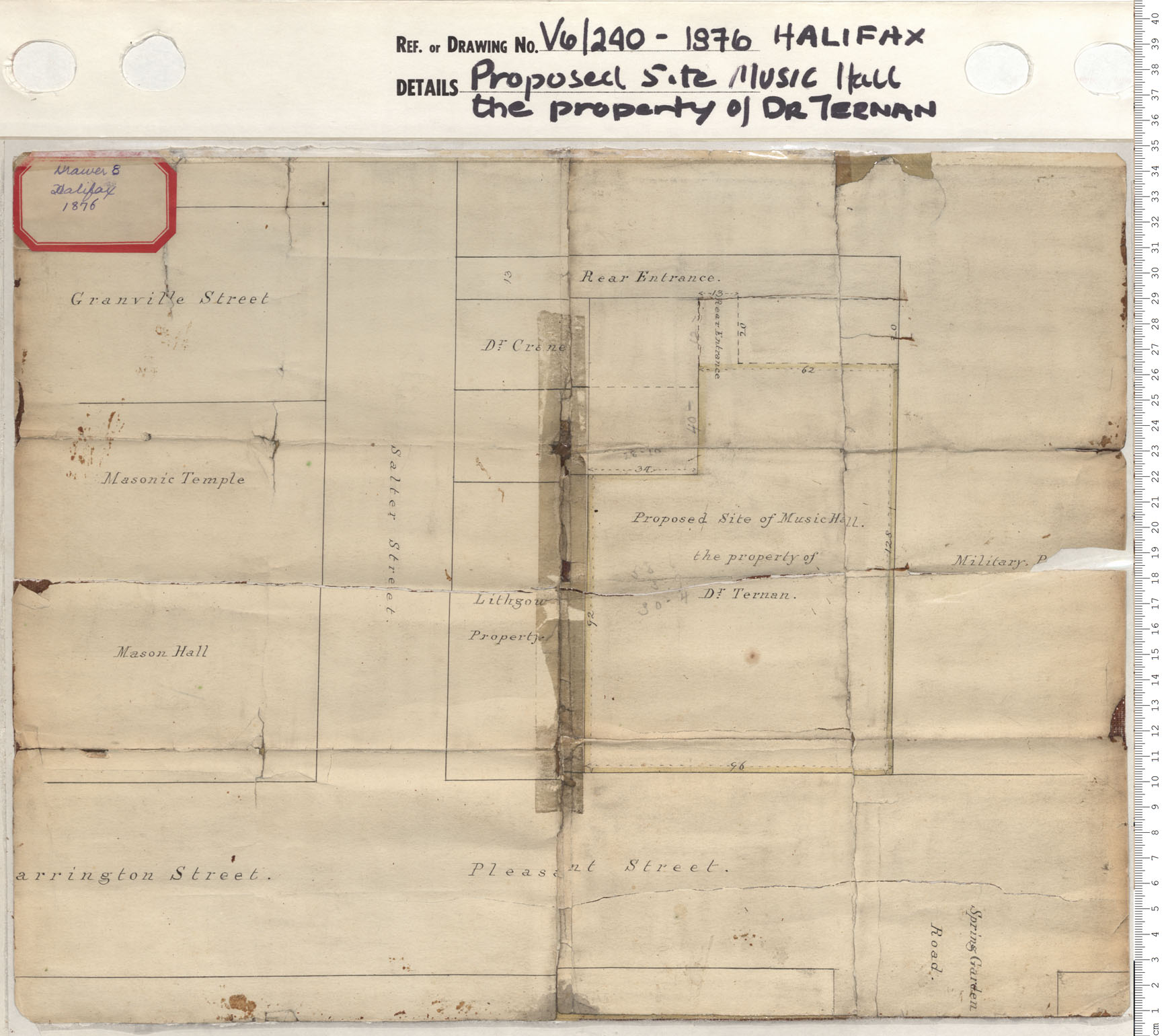 maps : Proposed site Music hall the property of Dr. Ternan