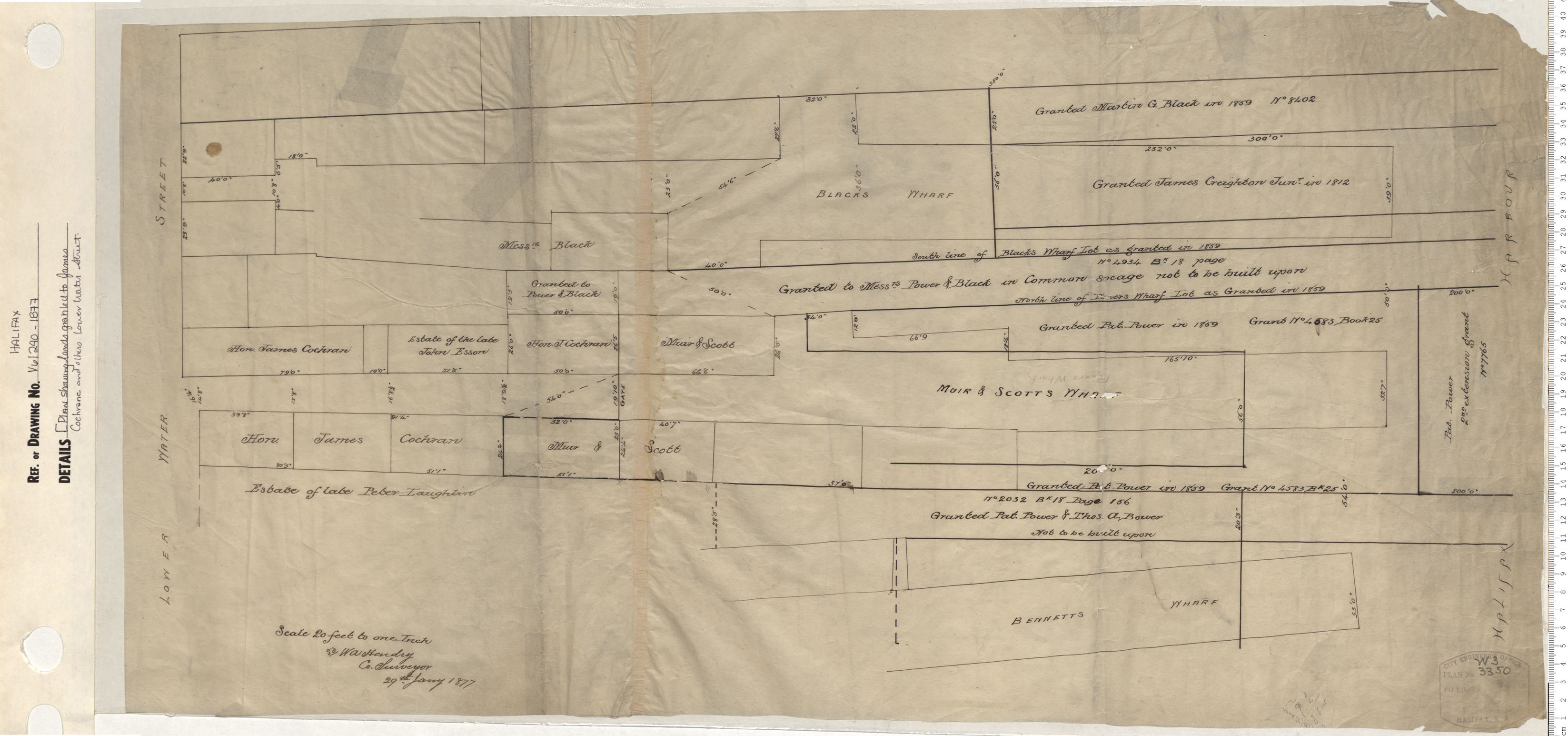 maps : Plan showing lands granted to James Cocharne and others Lower Water Street
