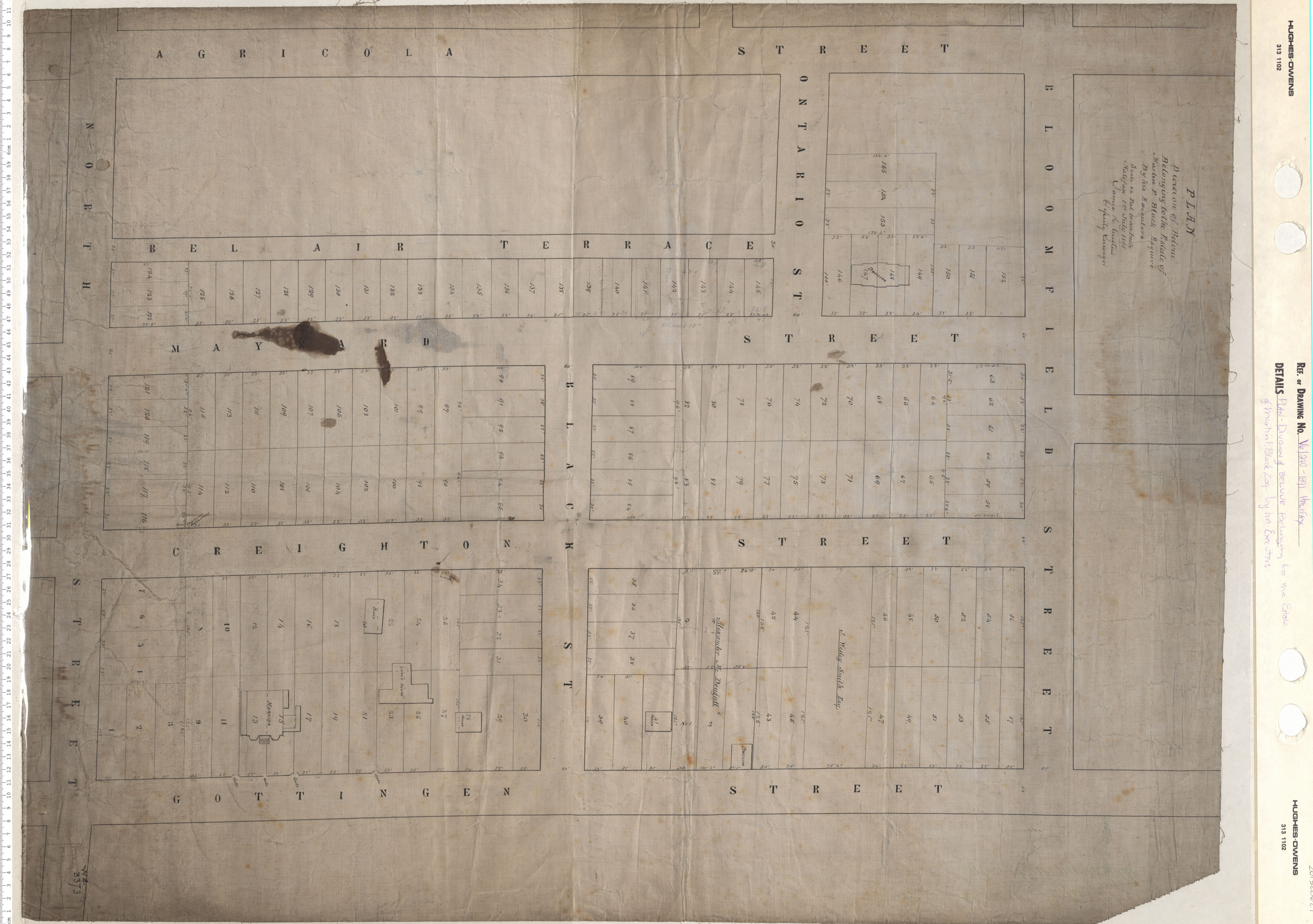 maps : Plan Division of Belvue Belonging to the Estate of Martin P. Blade Esq. by Honerable Executors