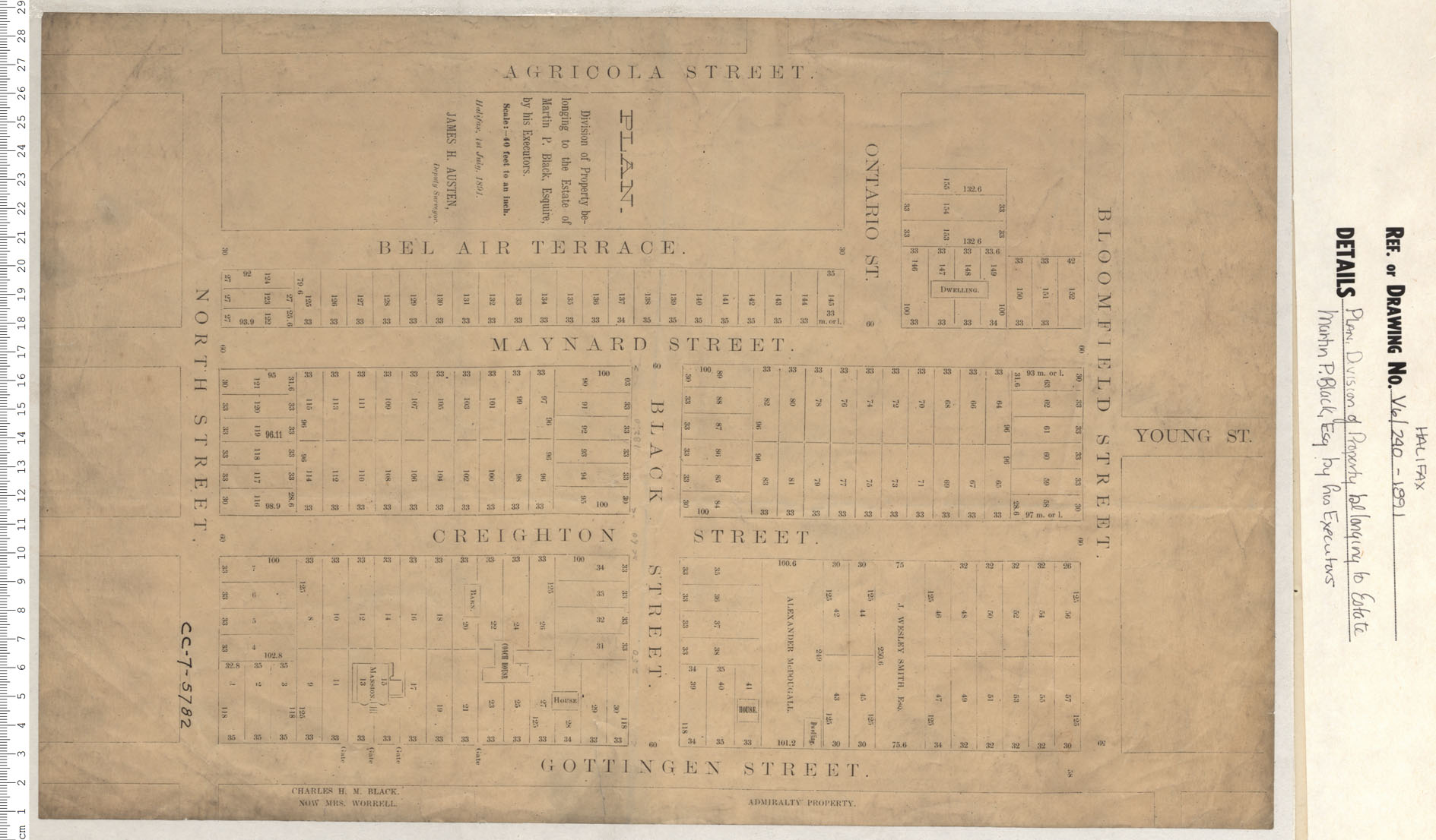 maps : Plan Division of Belvue Belonging to the Estate of Martin P. Blade Esq. by Honerable Executors