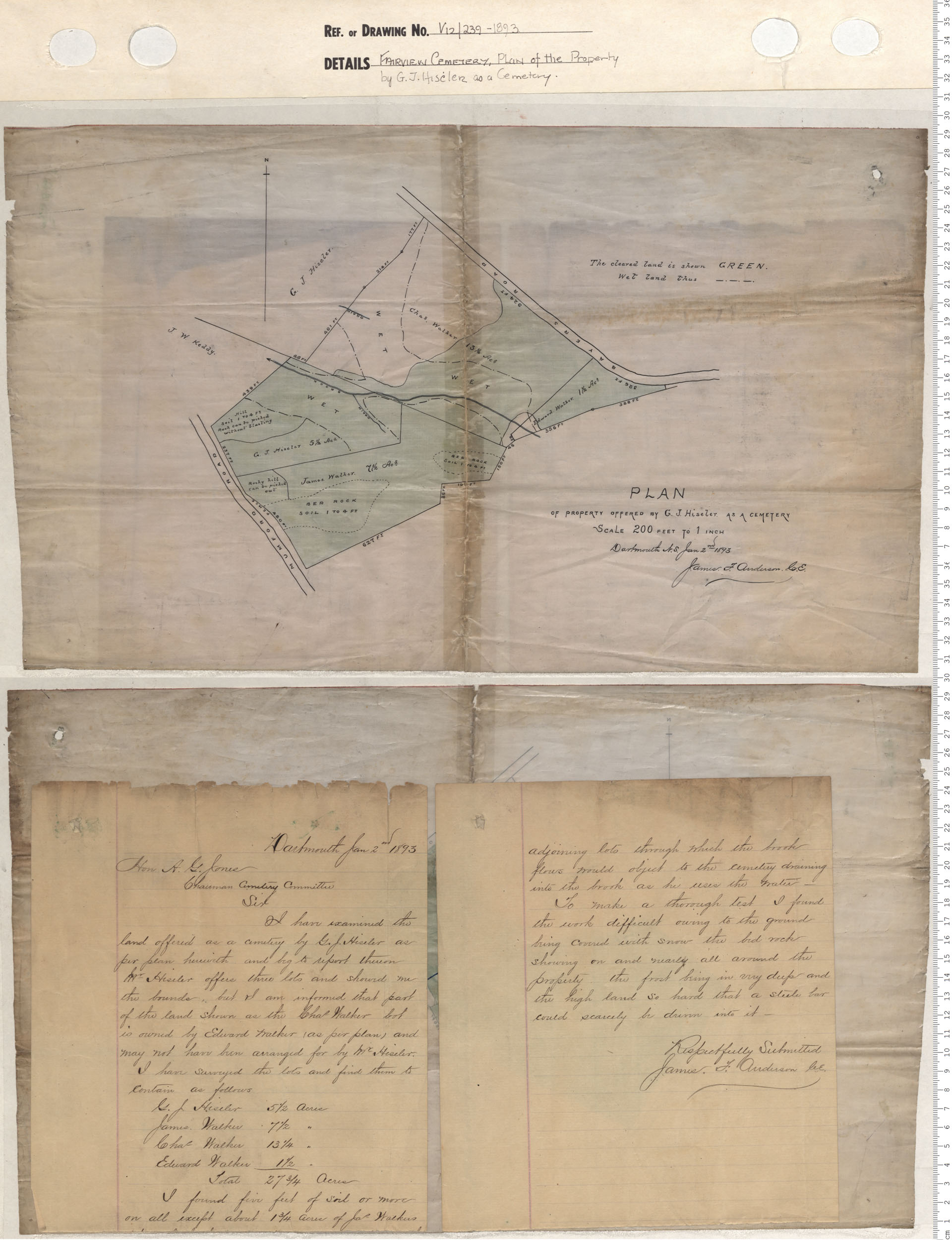 maps : Fairview Cemetery, Plan of the property by G.J. Hiseler as a cemetery