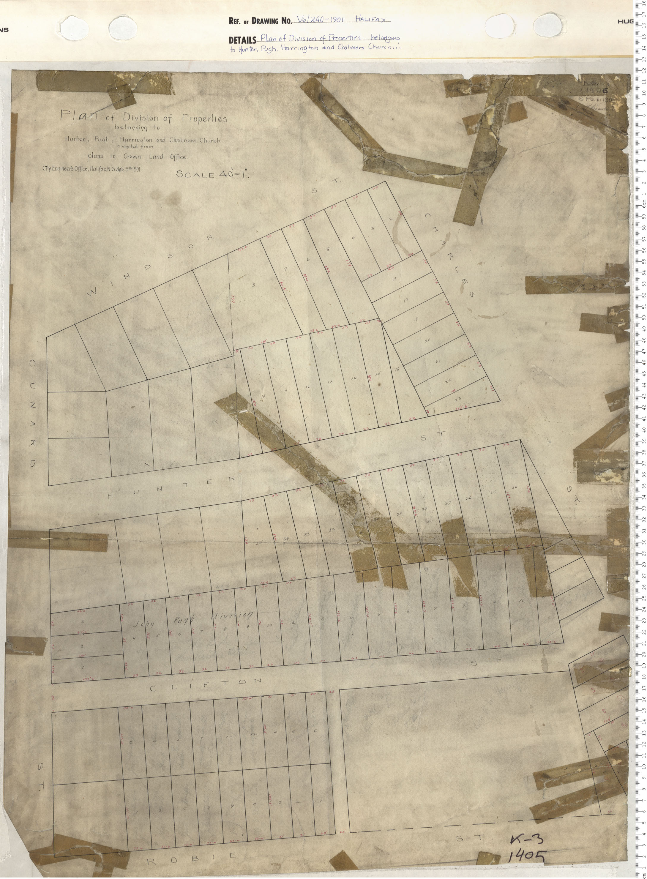 maps : Plan of Division of Property belonging to Hunter, Pugh, Harrington, and Chalmers Church