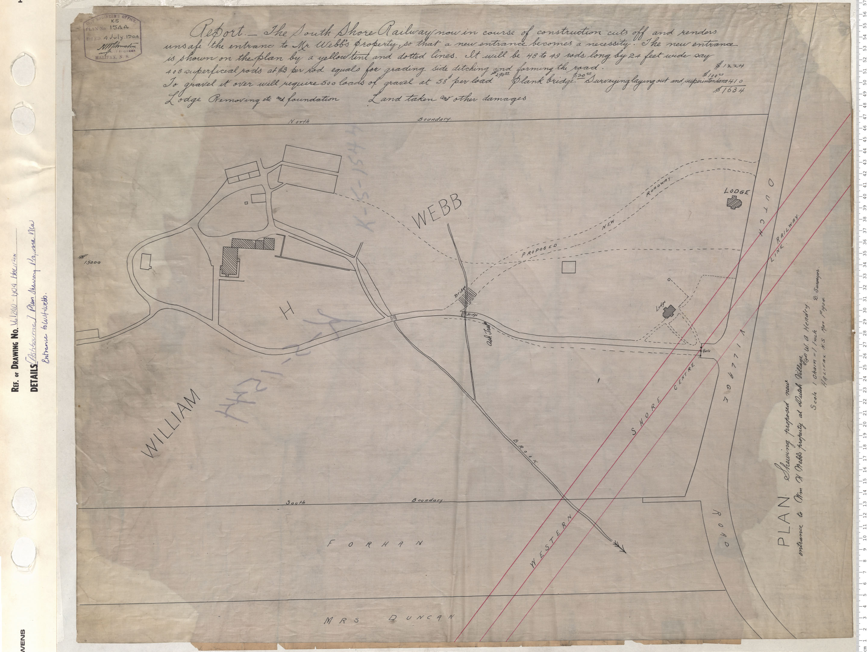 maps : Plan of Showing proposed new entrance to Wm H Webbs property at Dutchvillage
