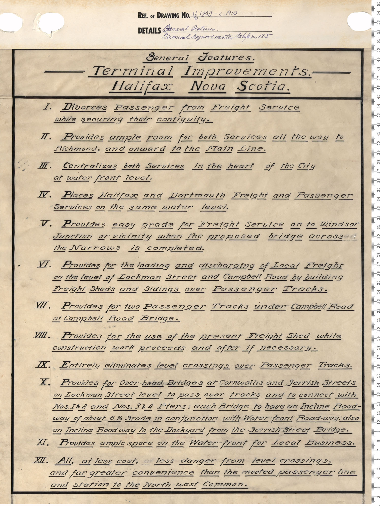 maps : 1-General features Terminal Improvements Halifax Nova Scotia, 2-Proposed Union Passenger and freight Terminals and New piers Under Construct