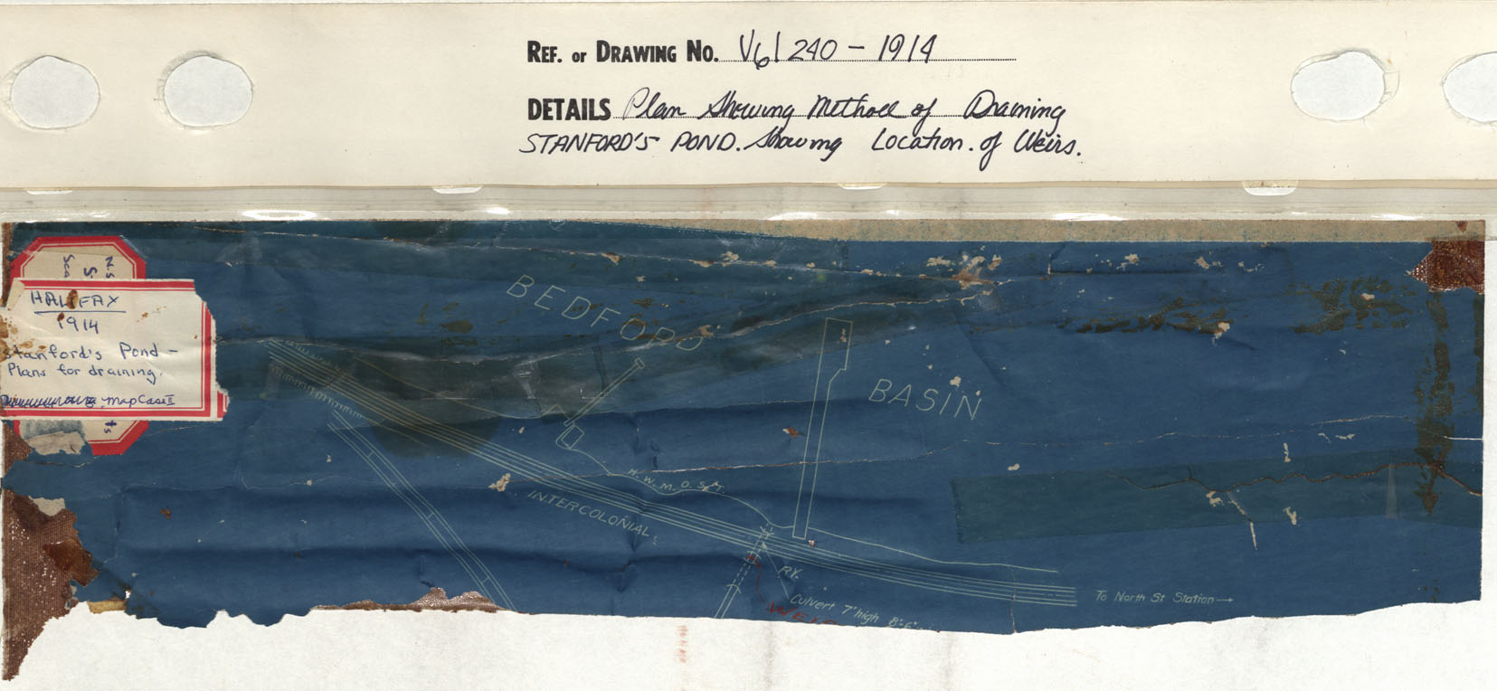 maps : Plan Showing Method of Draining Stanfords Pond Showing location of Weirs