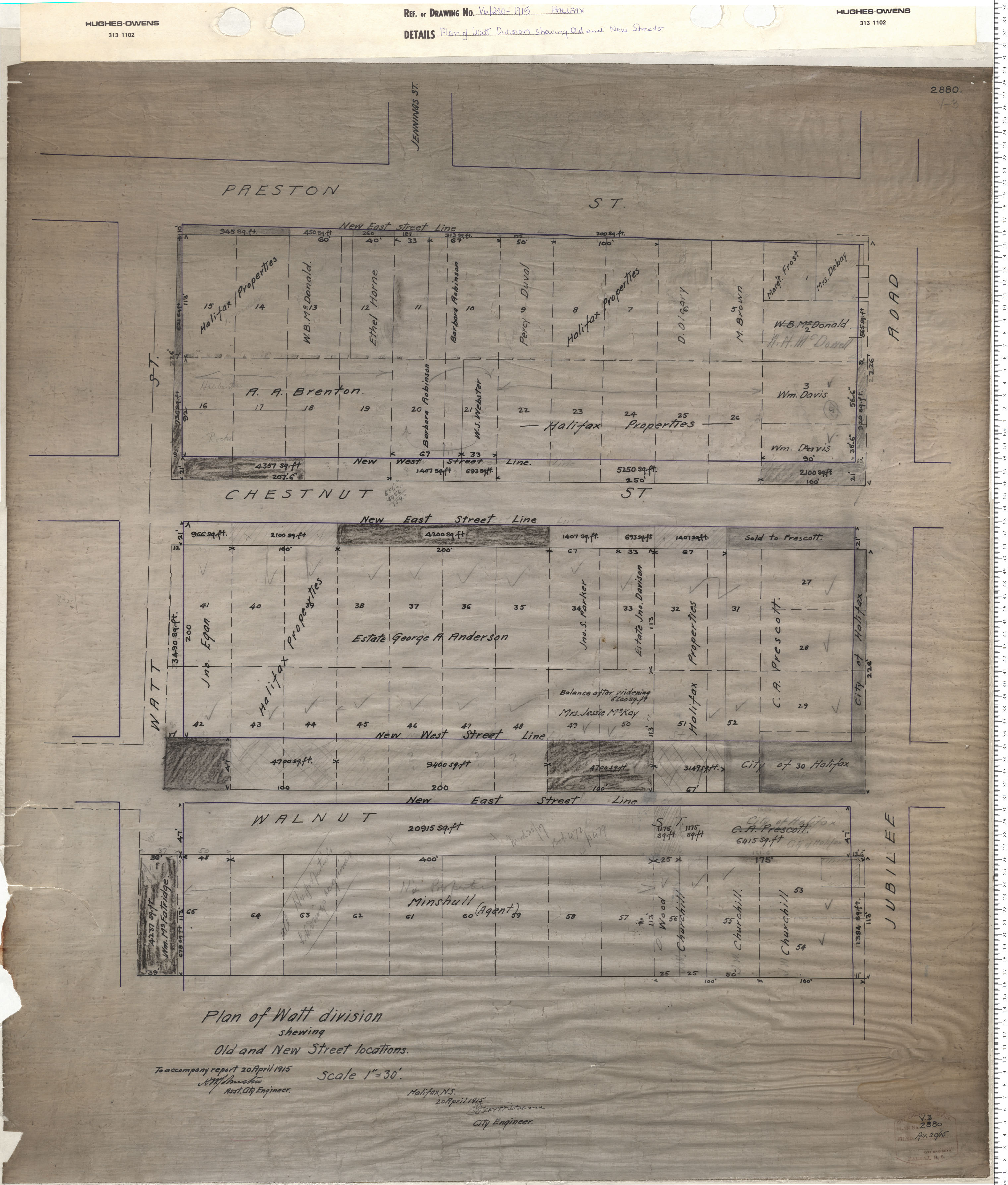 maps : Plan of Watt Division Shewing Old and New Street locations