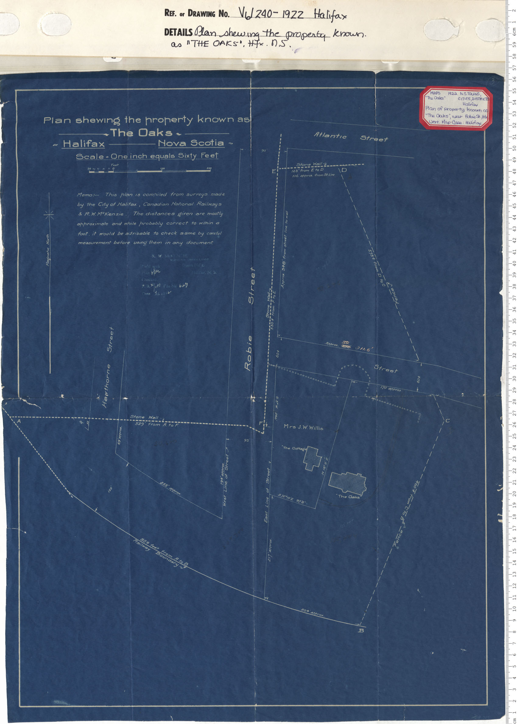 maps : A plan Shewing the Property Known as The Oaks Halifax, N.S.