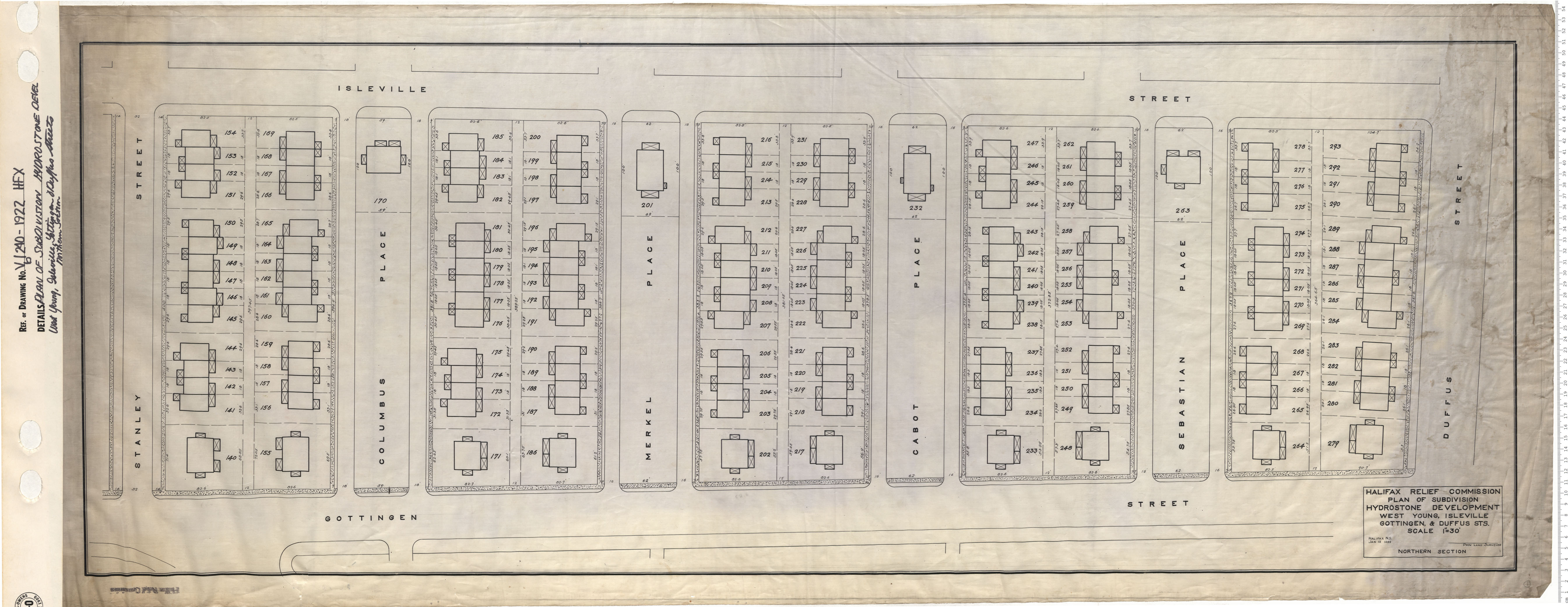 maps : Plan of Subdivision Hydrostone Development West, Young, Isleville, Gottingen and Duffus Streets Northern Section