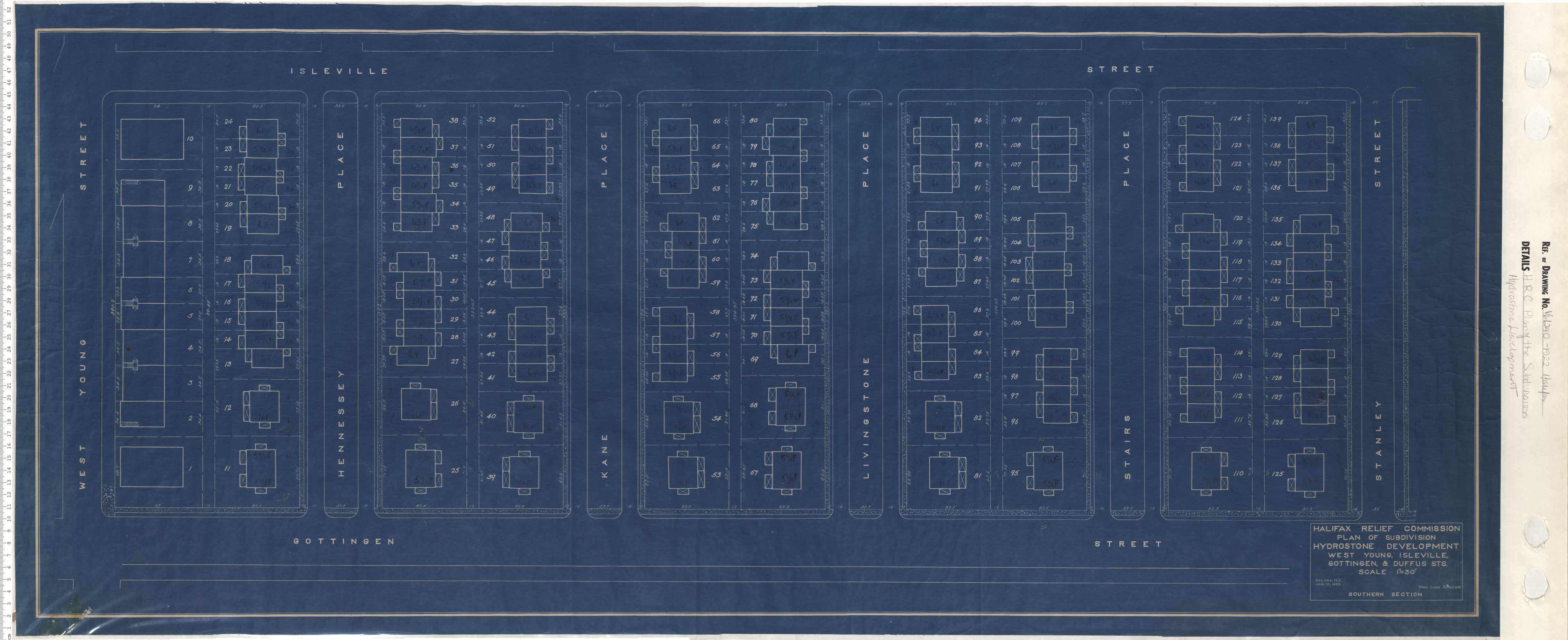 maps : Plan of Subdivision Hydrostone Development West, Young, Isleville, Gottingen and Duffus Streets Southern Section