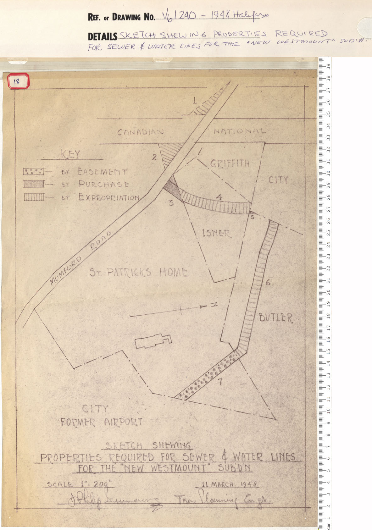 maps : Sketch shewing Properties Required for Sewer and Water lines for the New Westmount Subdivision