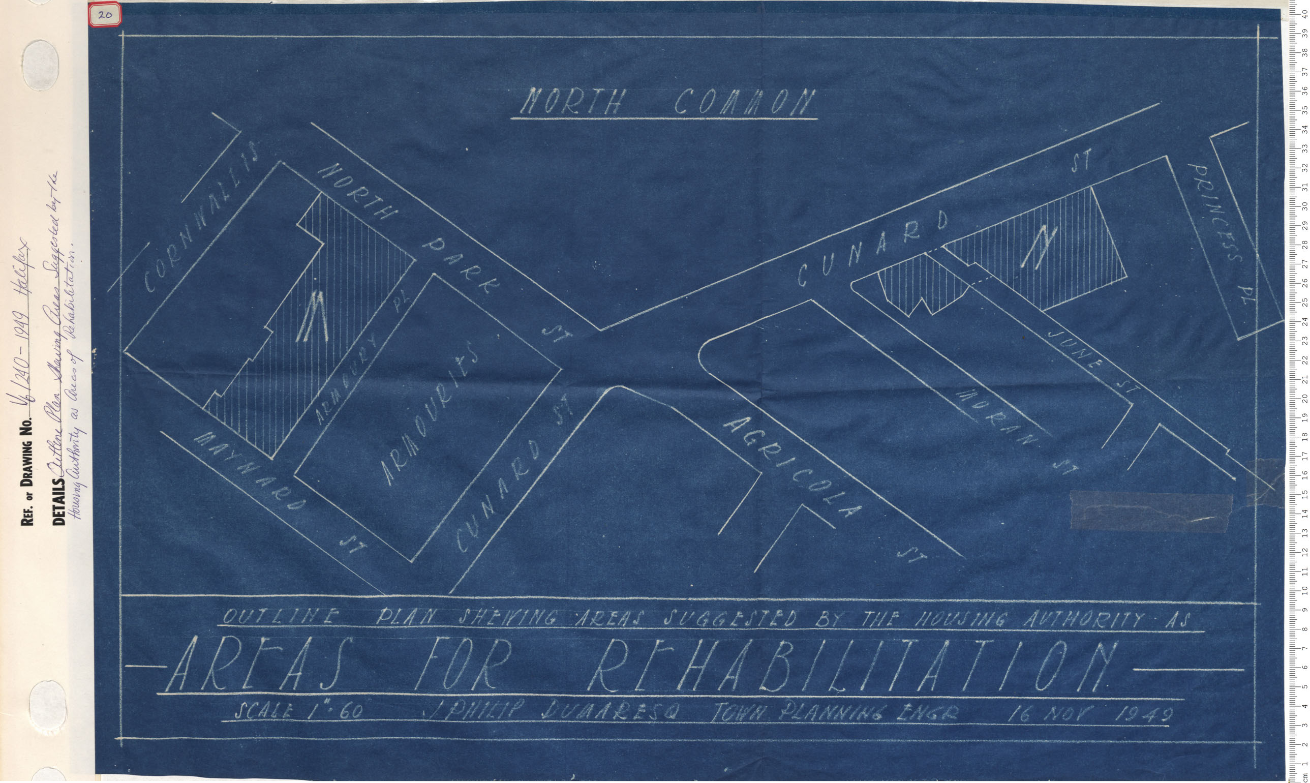 maps : Outlilne Plan Shewing Areas Suggested by Housing Authority as areas of Rehablitation