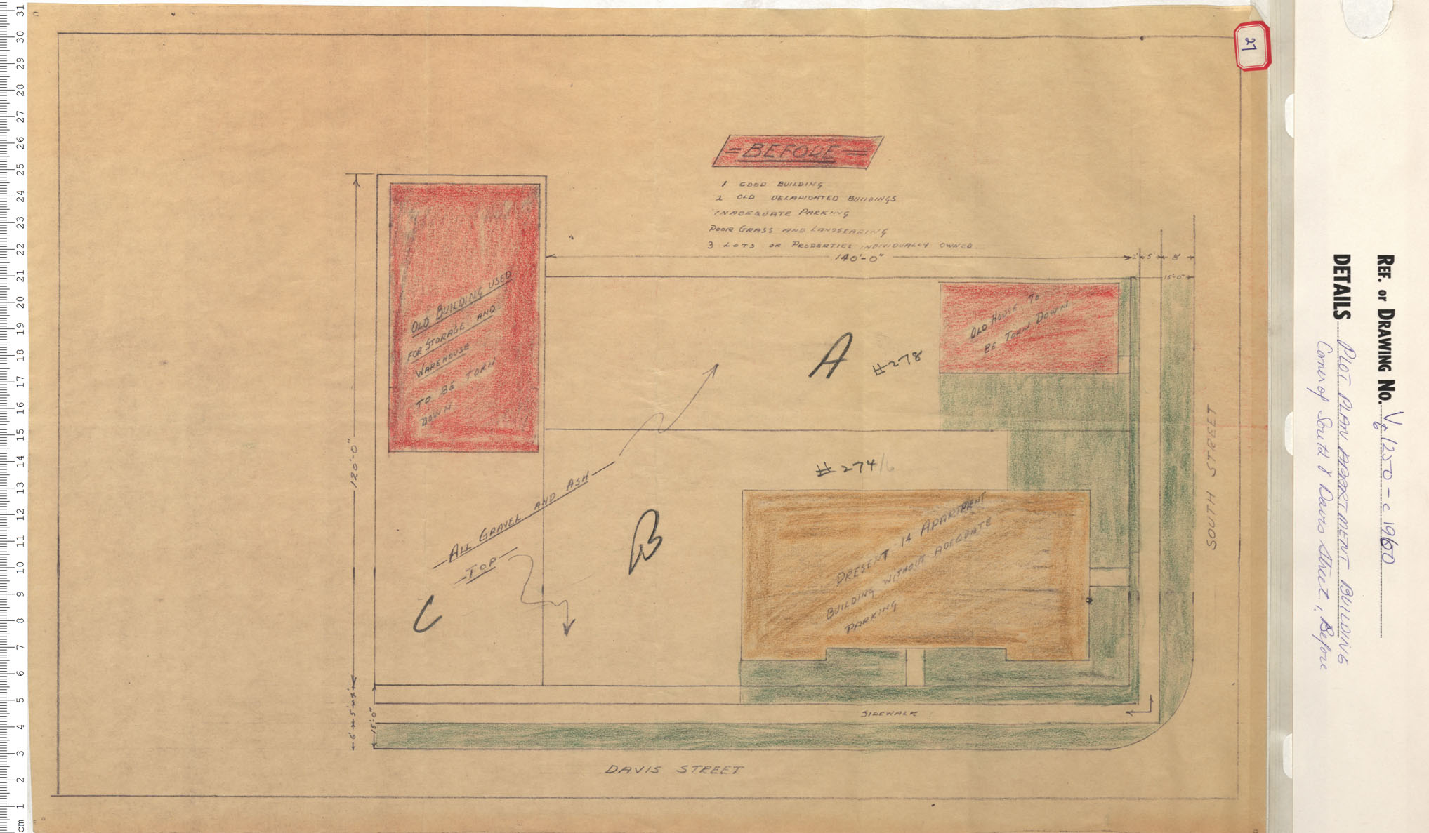 maps : Plot Plan Apartment Building Corner of South and Davis Street Before