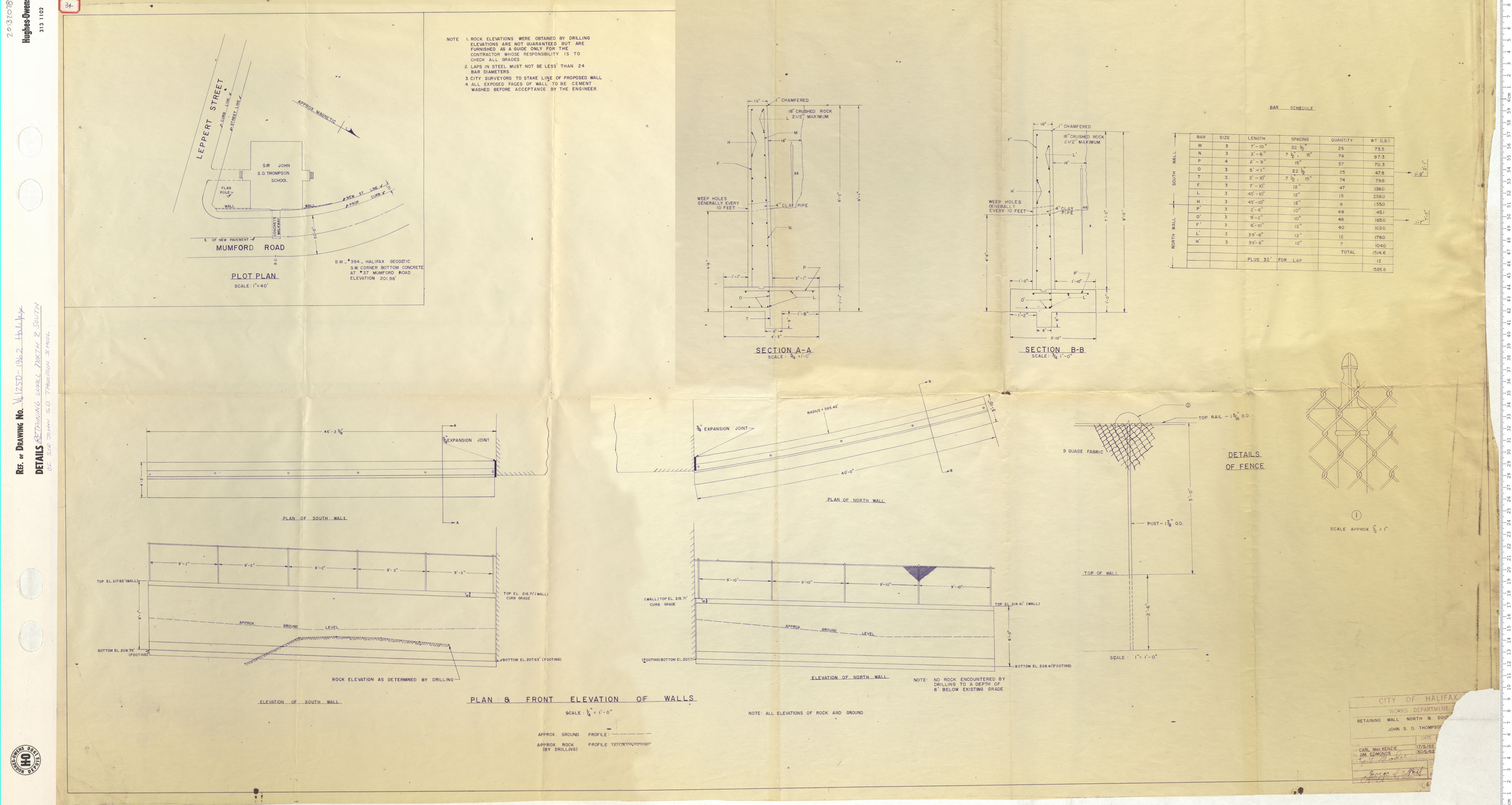 maps : Retaining Wall North And South of Sir John S.D. Thompson School