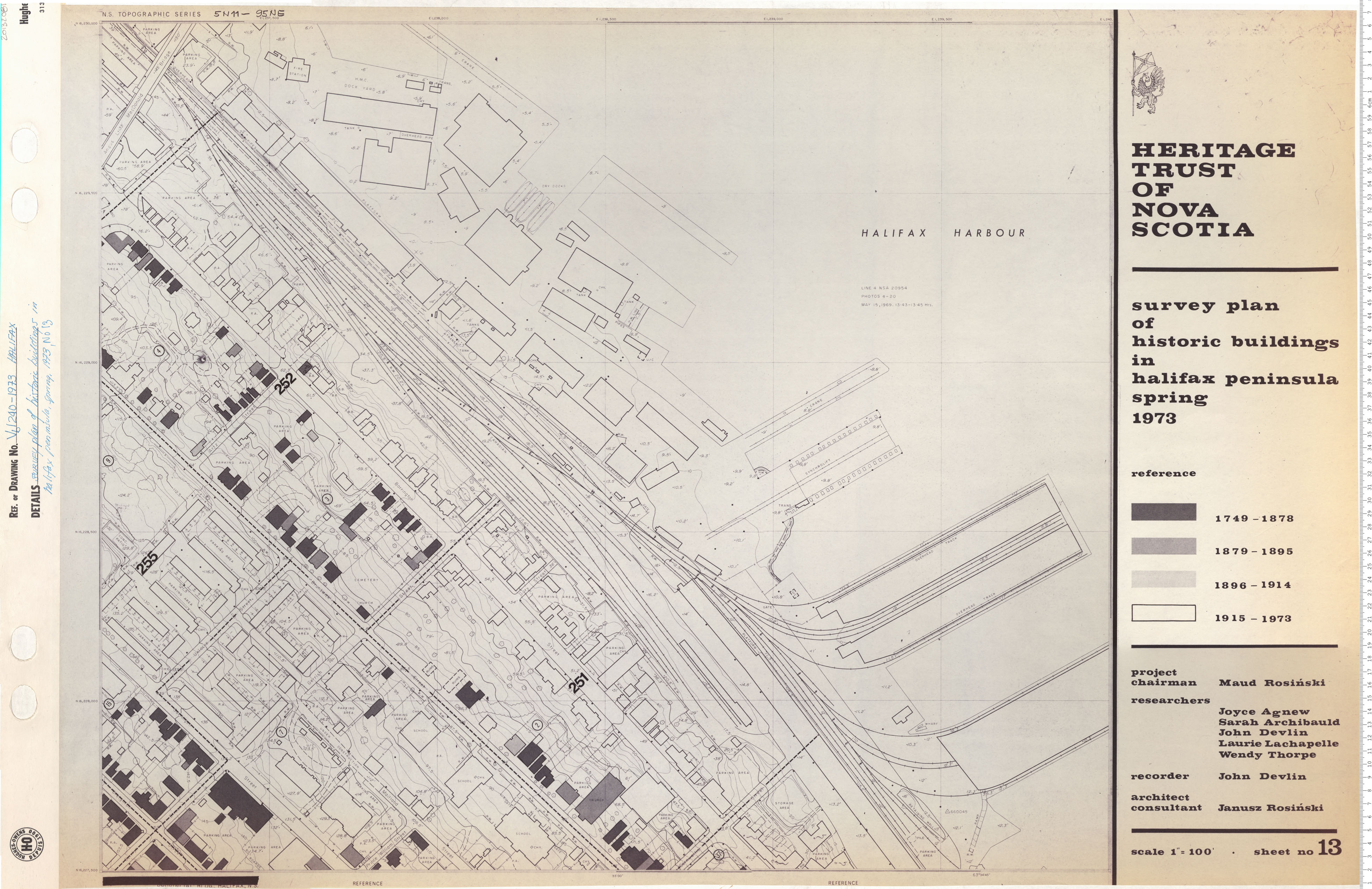 maps : Survey plan of historic buildings in Halfax peninsula Spring 1973 No. 13