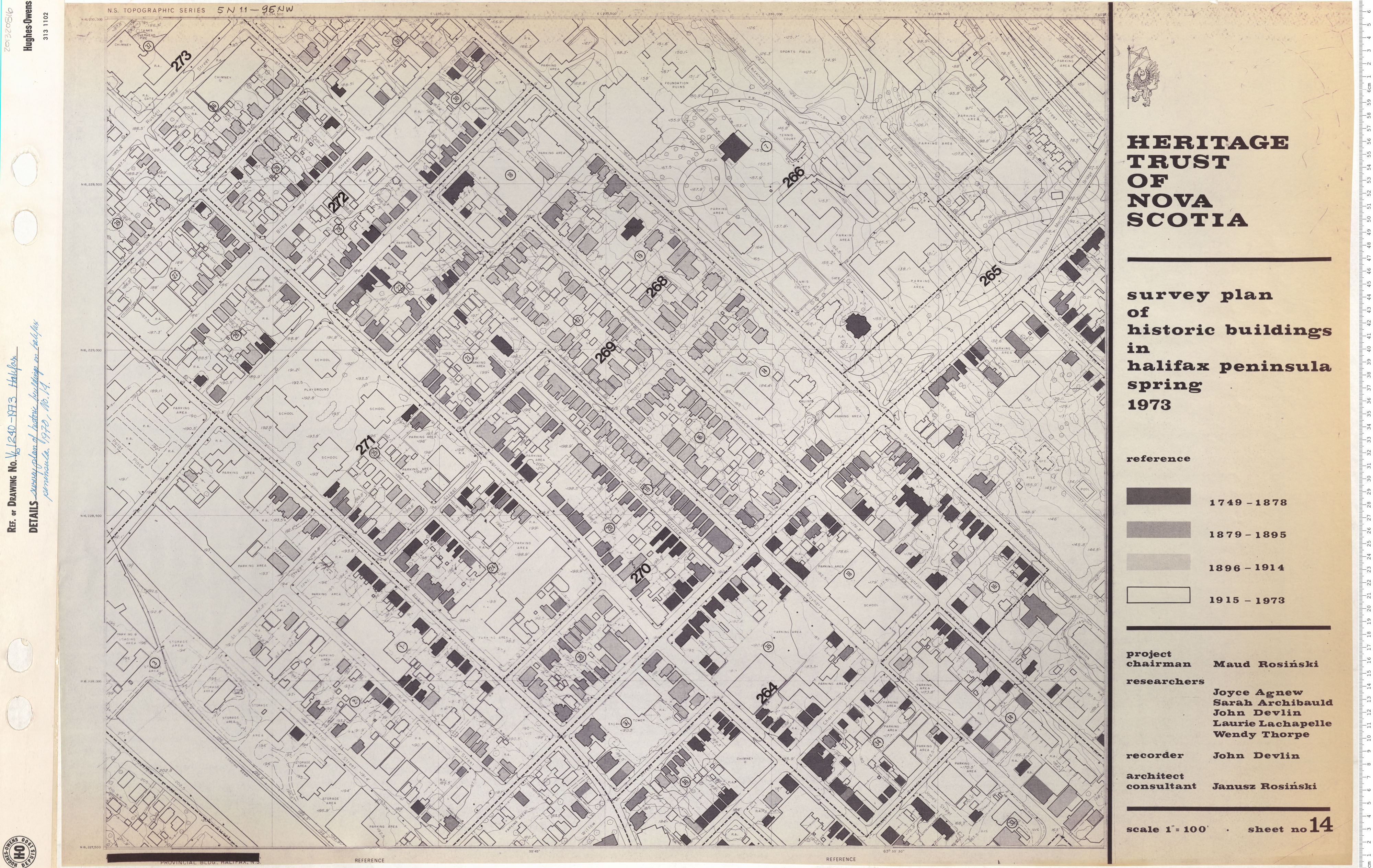 maps : Survey plan of historic buildings in Halfax peninsula Spring 1973 No. 14