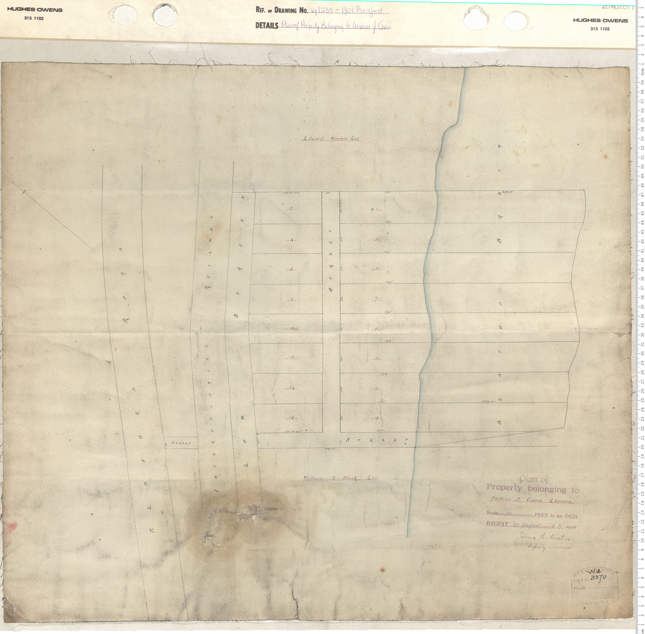 maps : Plan of property belonging to Andrew J. Cowie, Esq., 