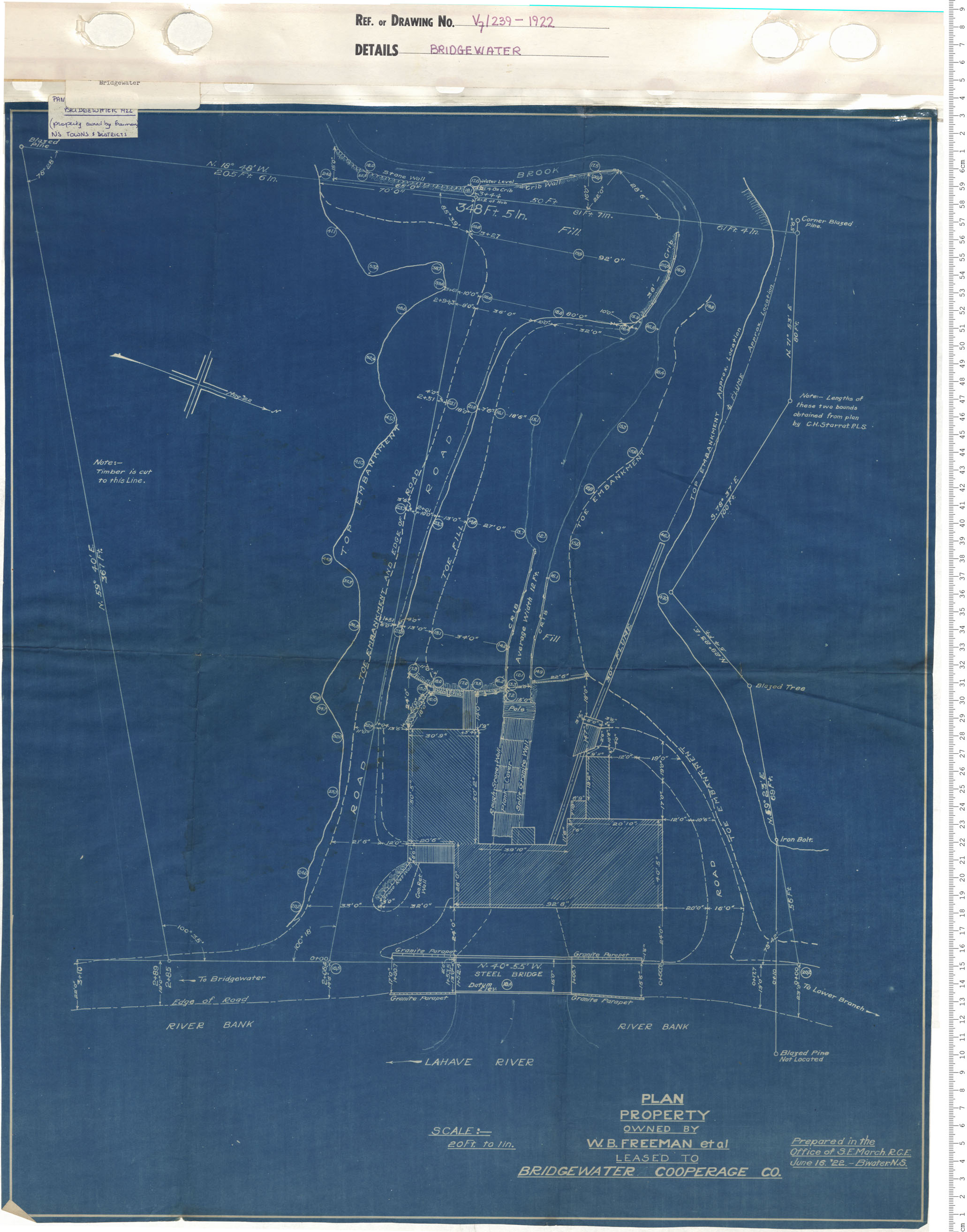 maps : Plan property owned by W.B. Freeman et al leased to Bridgewater Cooperage Company