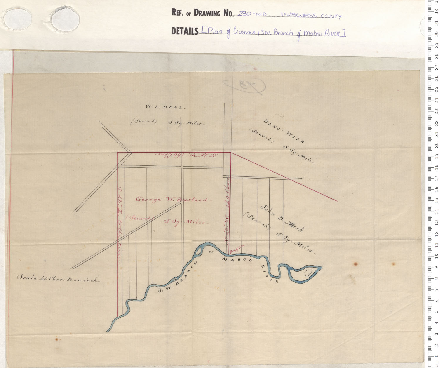 maps : Plan of licenses,SIV Branch of Mabou River